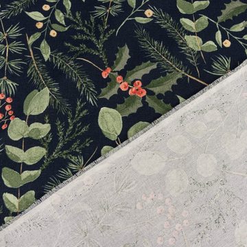 SCHÖNER LEBEN. Tischläufer Tischläufer Weihnachten Aquarell Berry Branch dunkelblau 40x160cm, handmade
