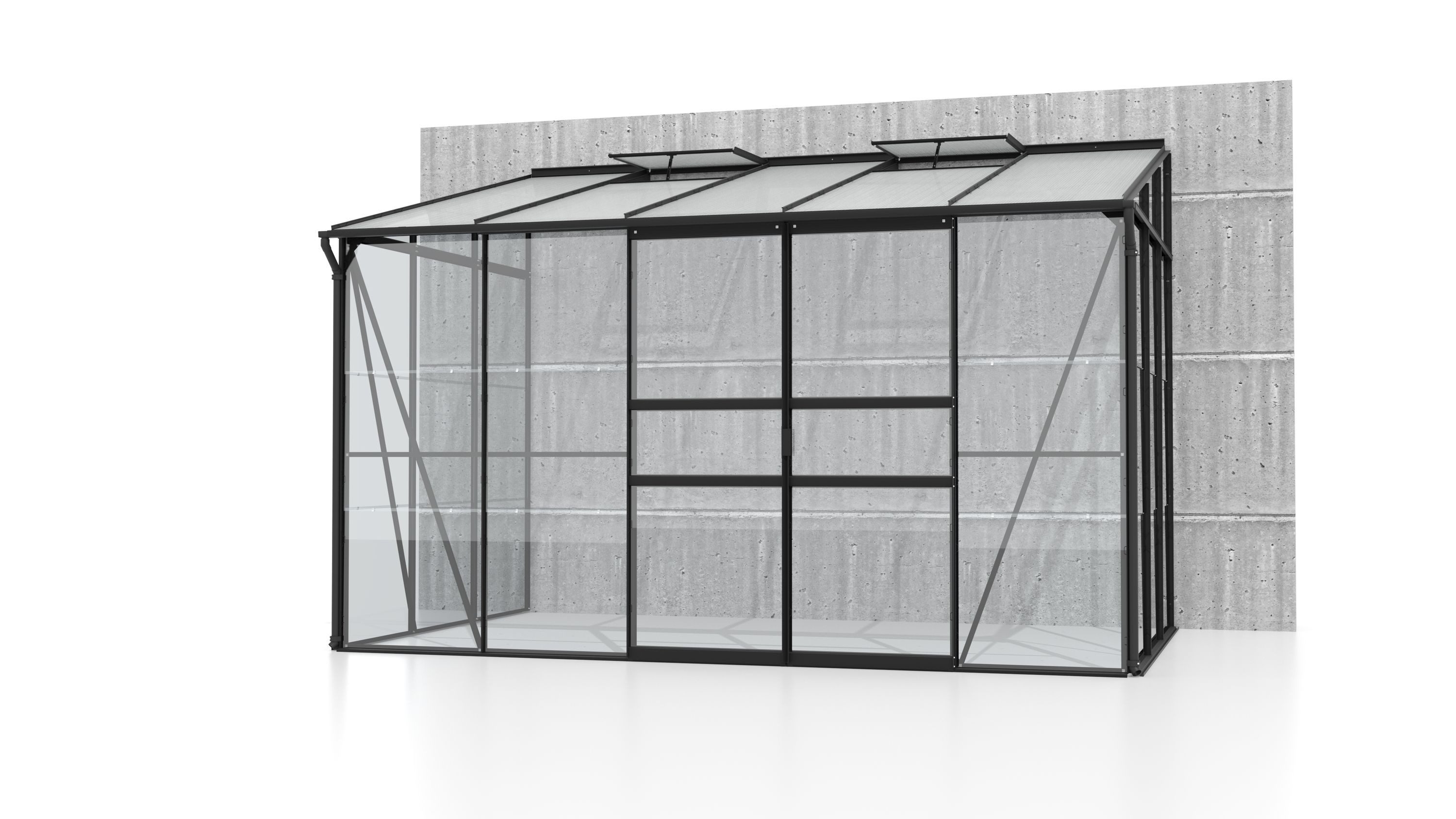 Gewächshaus Ida 6500 ESG/HKP Alu Gewächshaus 2 Fenster