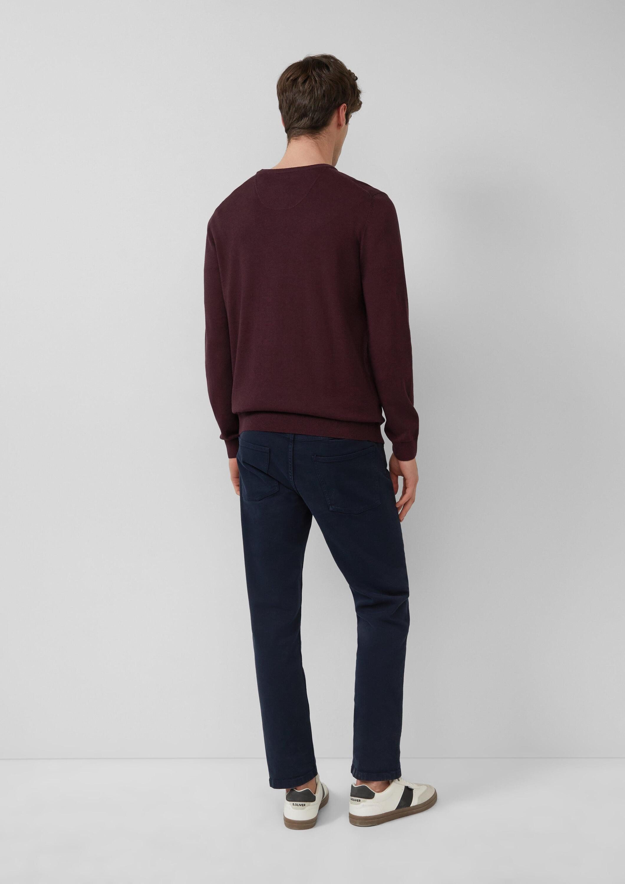 s.Oliver Longpullover Strickpullover Baumwollpullover mit Logo-Stickerei