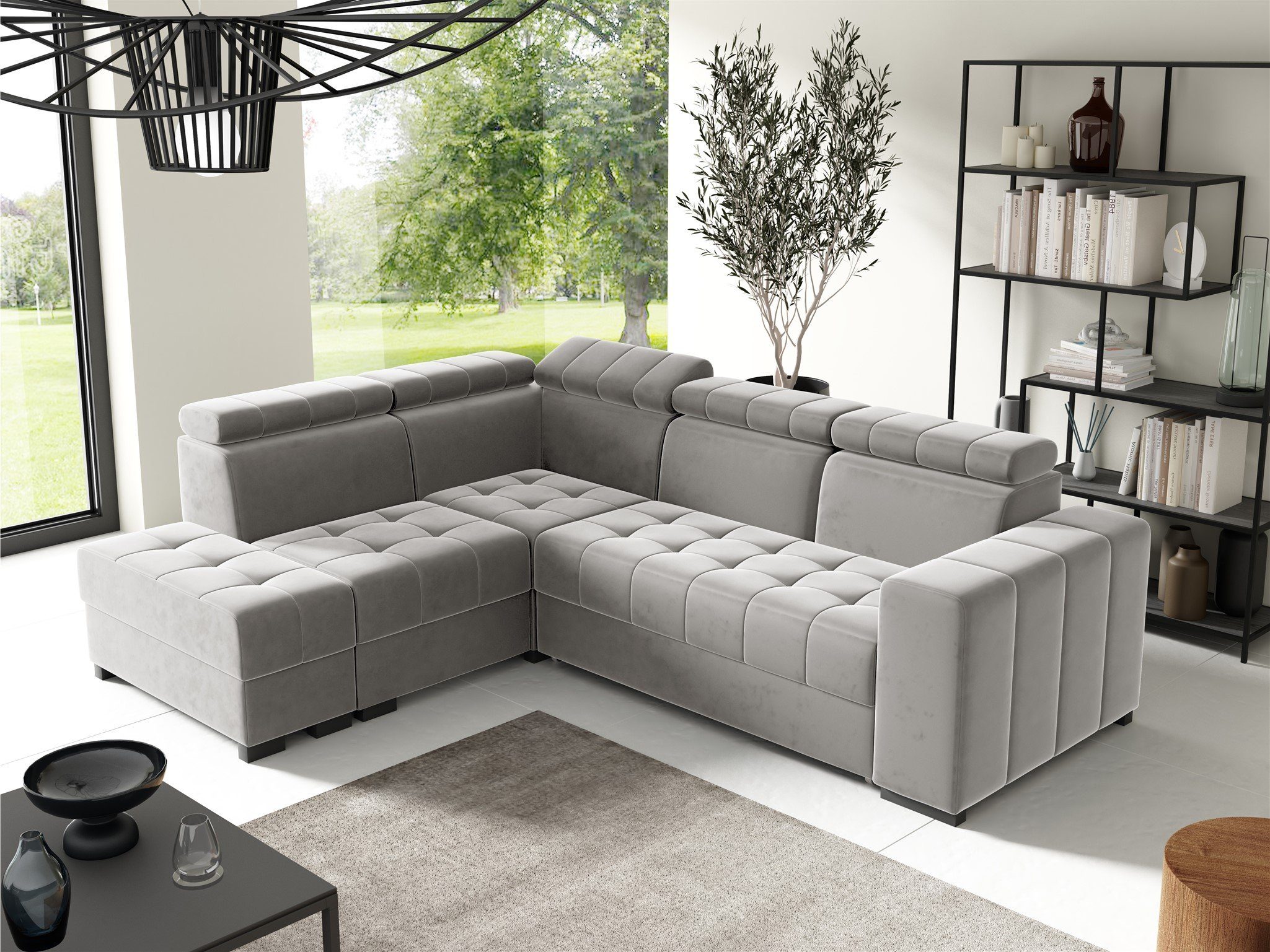 Ecksofa Schlafsofa Sofa CESENA in Stoff Salvador