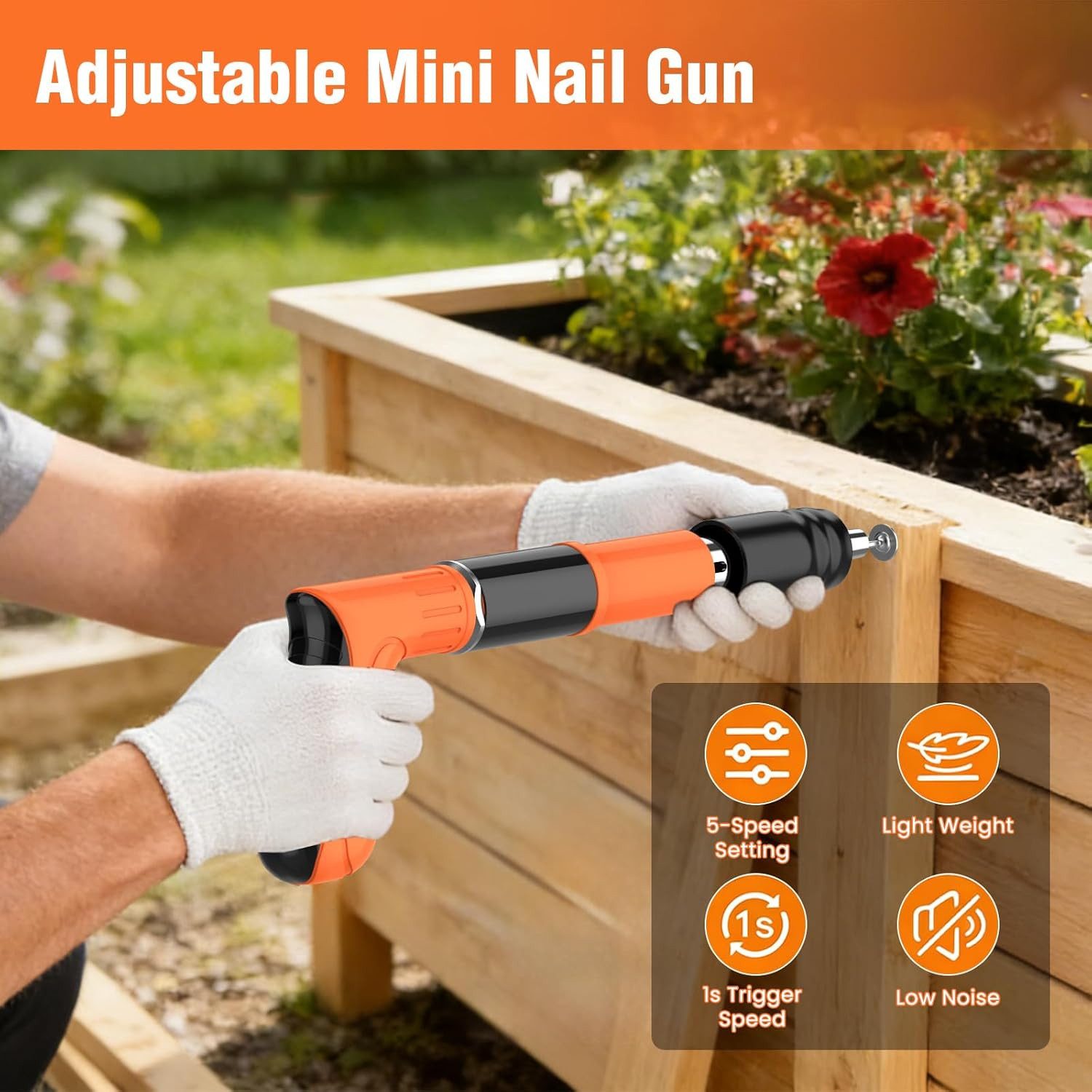 pedete Druckluft-Nagler manuelle Nagelpistole mit 4 einstellbaren Stufen mit 50 Nägeln, Leistung einstellbar, Geeignet für alle Arten von Stahlblechen., tragbare Nagelpistole, Handgehaltene Mini-Nagelpistole für Betonwände