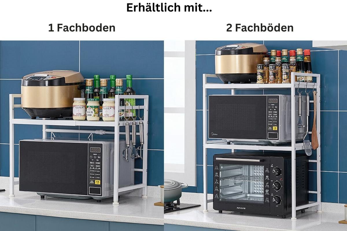 40-60cm Mikrowellenregal Weiß Ausziehbar Küchenregal 46x40-60x36cm BERLINLODGE® HxBxT