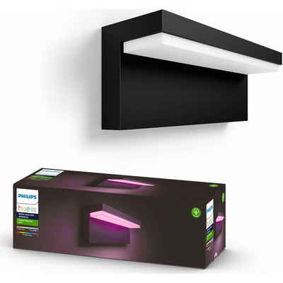 Philips Hue LED Außen-Wandleuchte White & Color Ambiance Nyro Wandleuchte schwarz 1000lm, keine Angabe, Leuchtmittel enthalten: Ja, fest verbaut, LED, warmweiss, Aussenlampe, Aussenwandleuchte, Outdoor-Leuchte