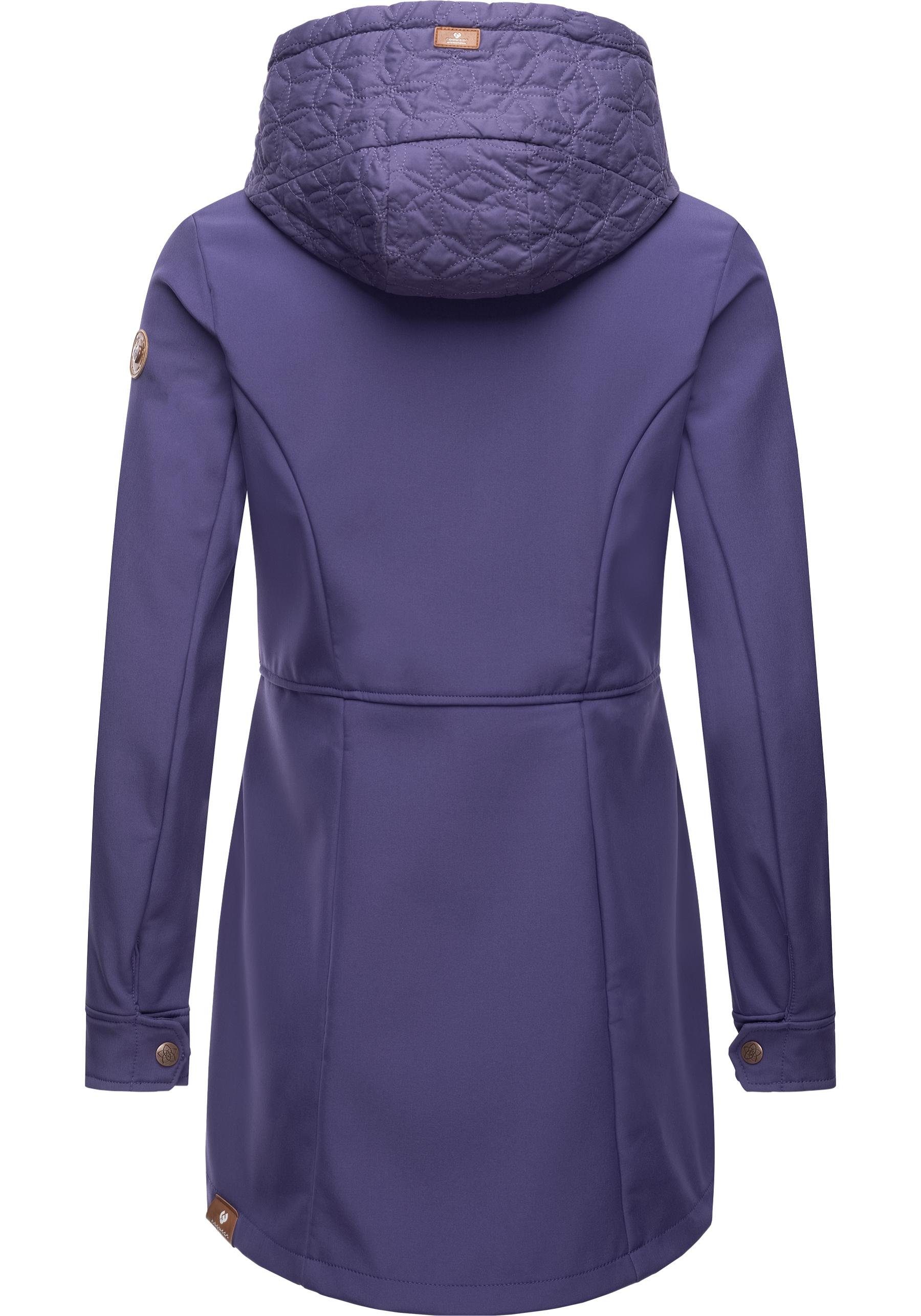 Ragwear Softshellmantel Ybela sportliche, gefütterte Outdoorjacke mit Kapuze