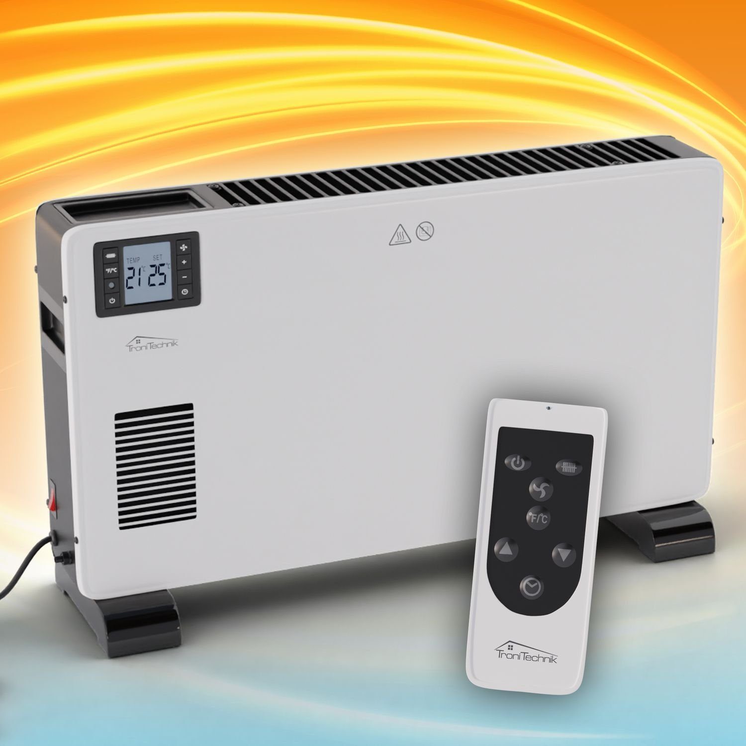 TroniTechnik Konvektor Elektroheizer KH102 Konvektor Heizgerät Heizkörper, 3 Stufen 2300 Watt, 2300 W, mit Griffmulde, Timer und Thermostatsteuerung, Überhitzungsschutz