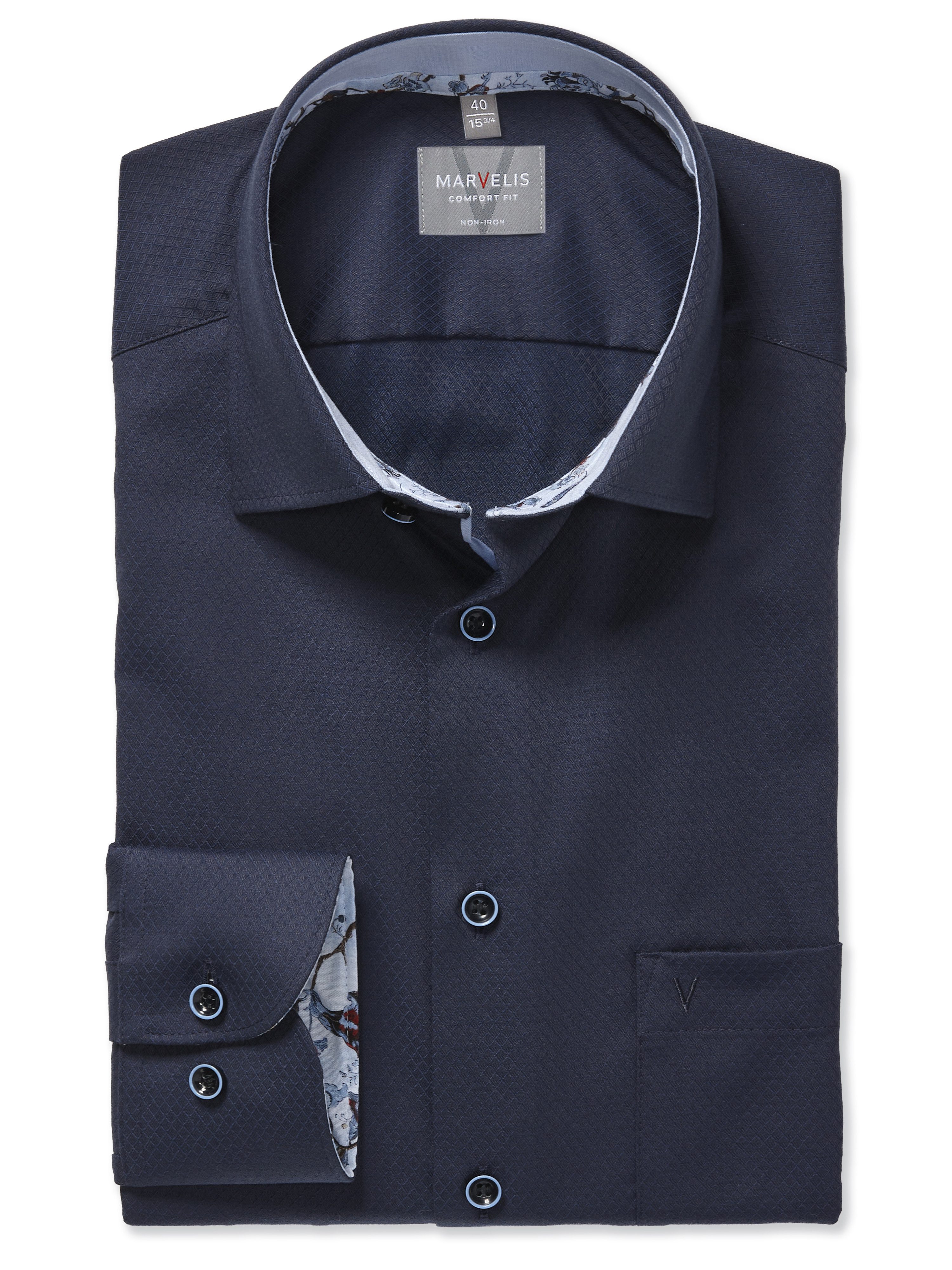 MARVELIS Langarmhemd Businesshemd, New-Kentkragen, comfort fit
