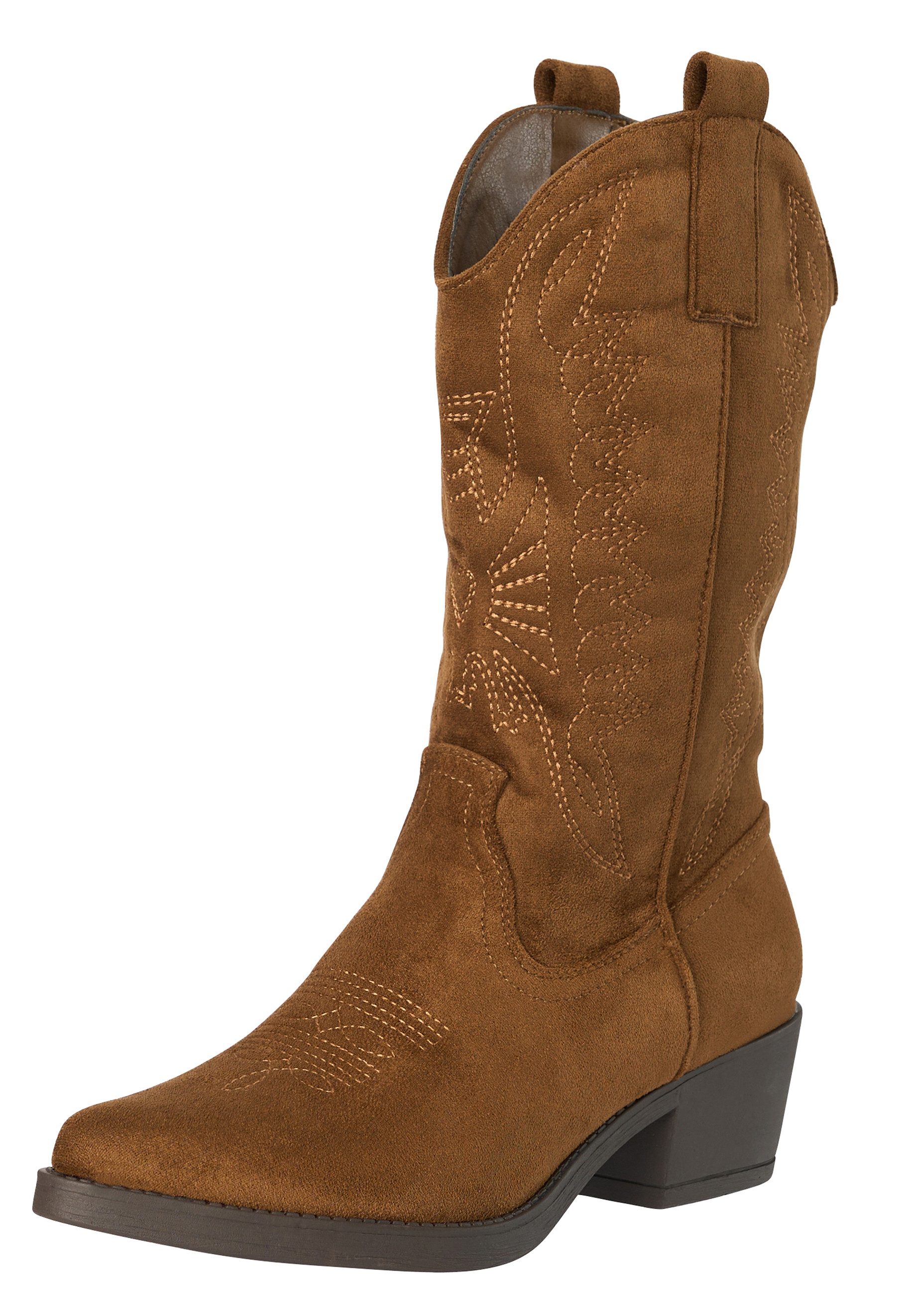 Cowboy Boots Damen mit Stickerei & Blockabsatz Western Stiefel Cowboystiefel
