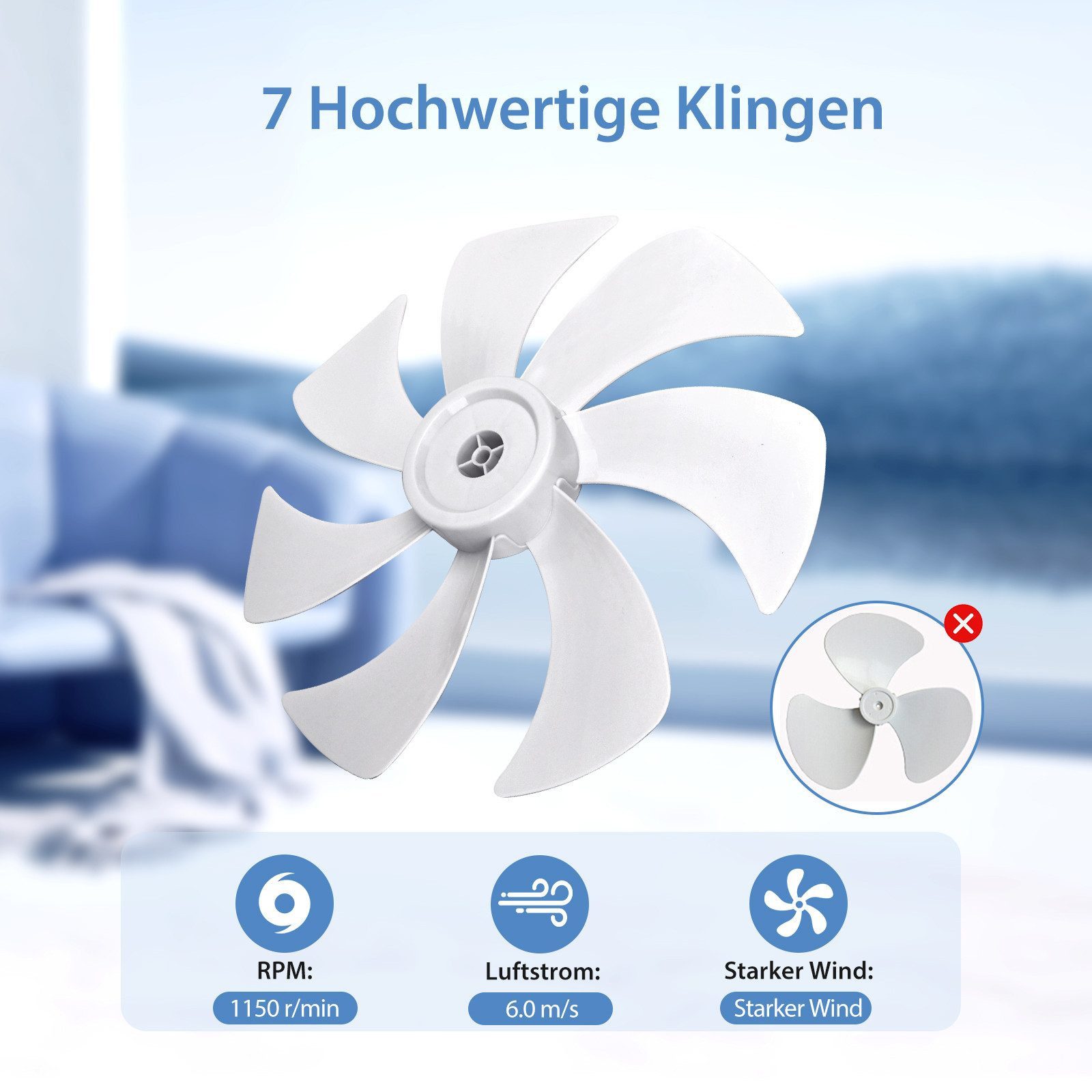 Aigostar Standventilator Leise Ventilator, Oszillation, 3 günstig online kaufen