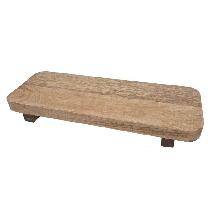 Spetebo Tablett Mangoholz Servierplatte massiv - 38 x 15 cm Massivholz (Packung 1-tlg. Servierplatte) Holz Servierbrett Käse Tapas Wurst Platte