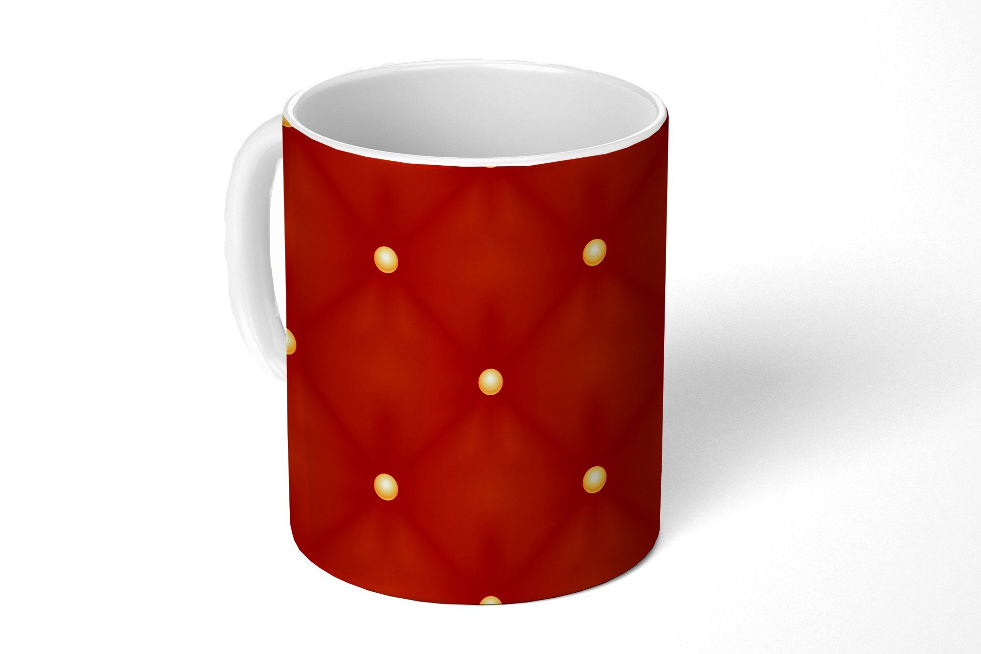 MuchoWow Tasse Muster - Weihnachten - Gold - Tupfen, Keramik, Kaffeetassen, Teetasse, Becher, Teetasse, Geschenk
