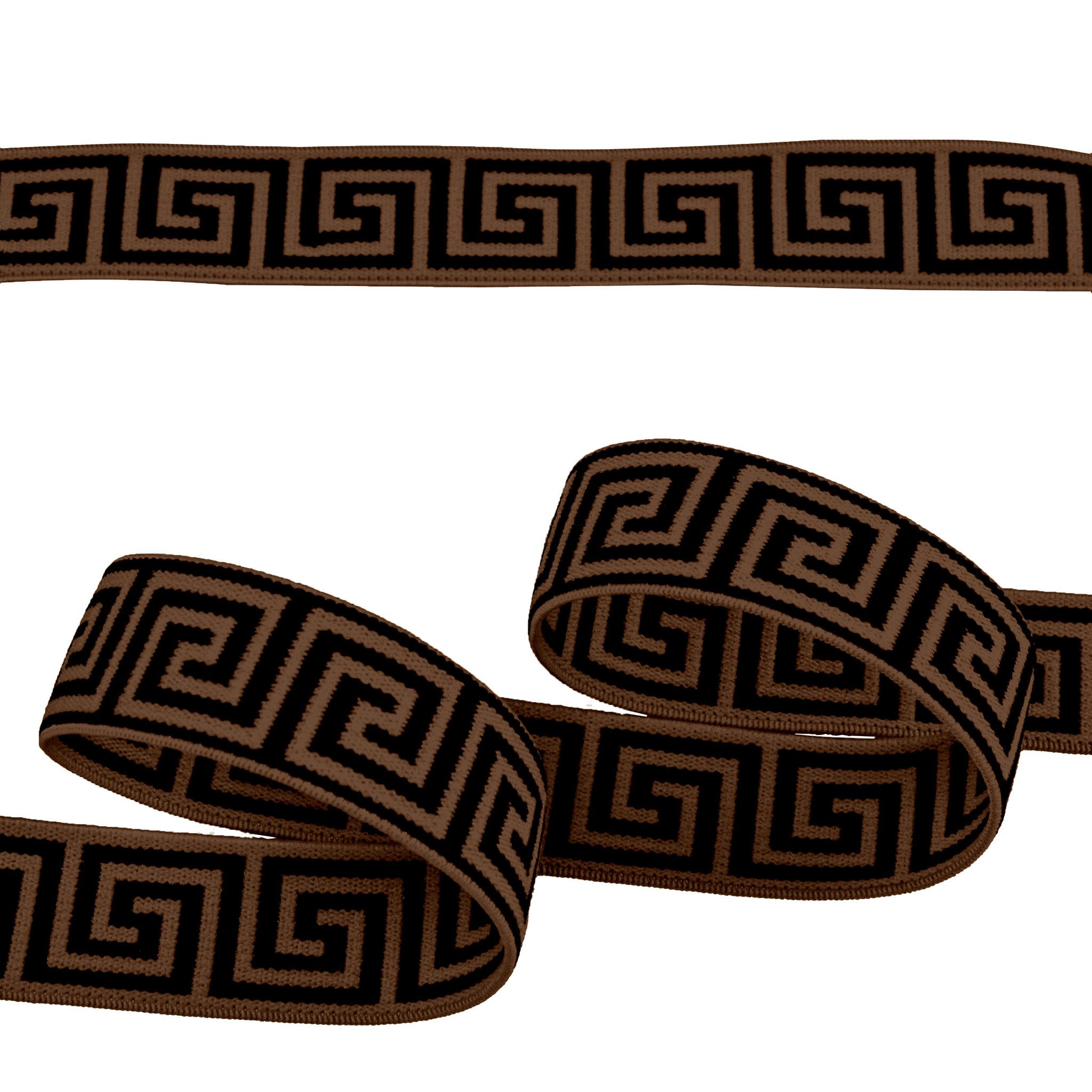 maDDma Gummiband Gummiband mit griechischen Muster ab 1mx25mm Gummilitze Elastisch, braun