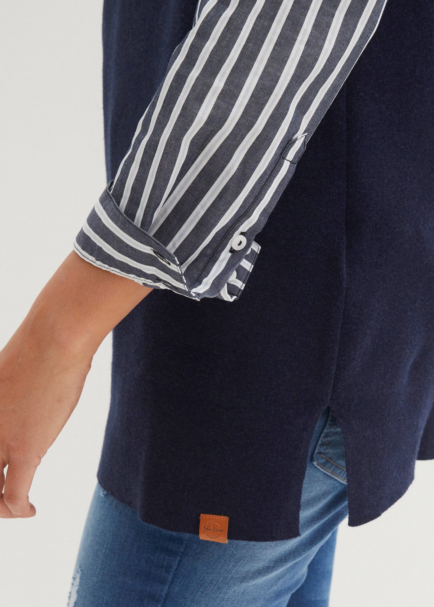 bonprix Pullunder mit Stehkragen und Kapuze, Oversize Passform, melierte Optik