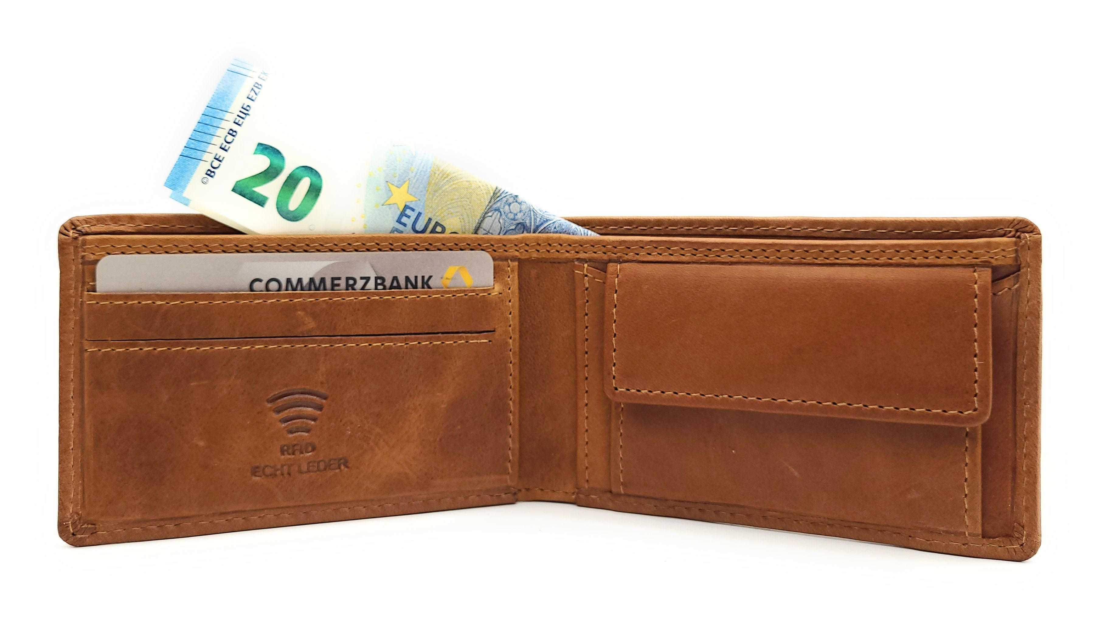 Hill Burry Mini Geldbörse kleines Portemonnaie aus echtem Leder mit RFID-Schutz