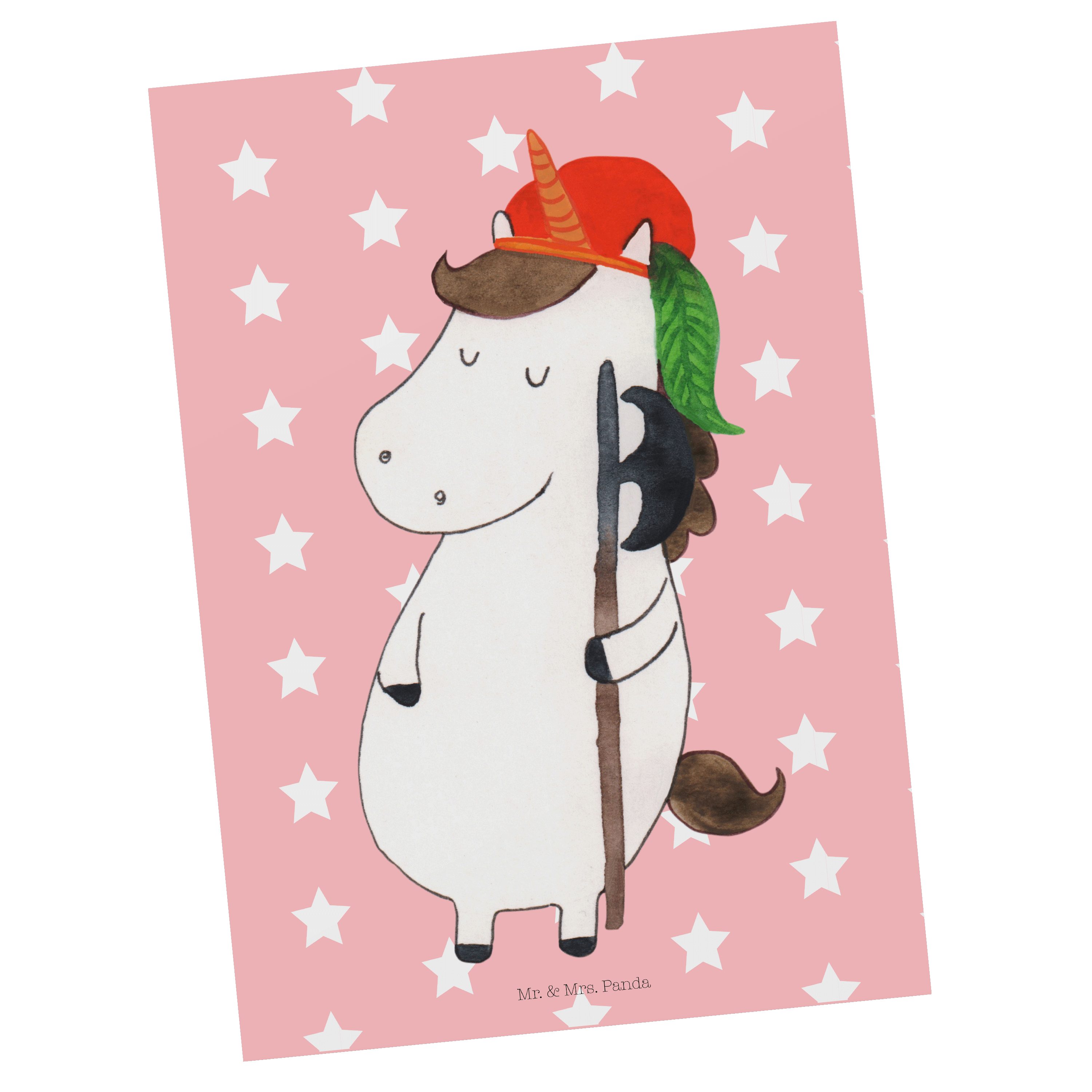 Mr. & Mrs. Panda Postkarte Einhorn Bube - Rot Pastell - Geschenk, Einladung, Geschenkkarte, Gruß
