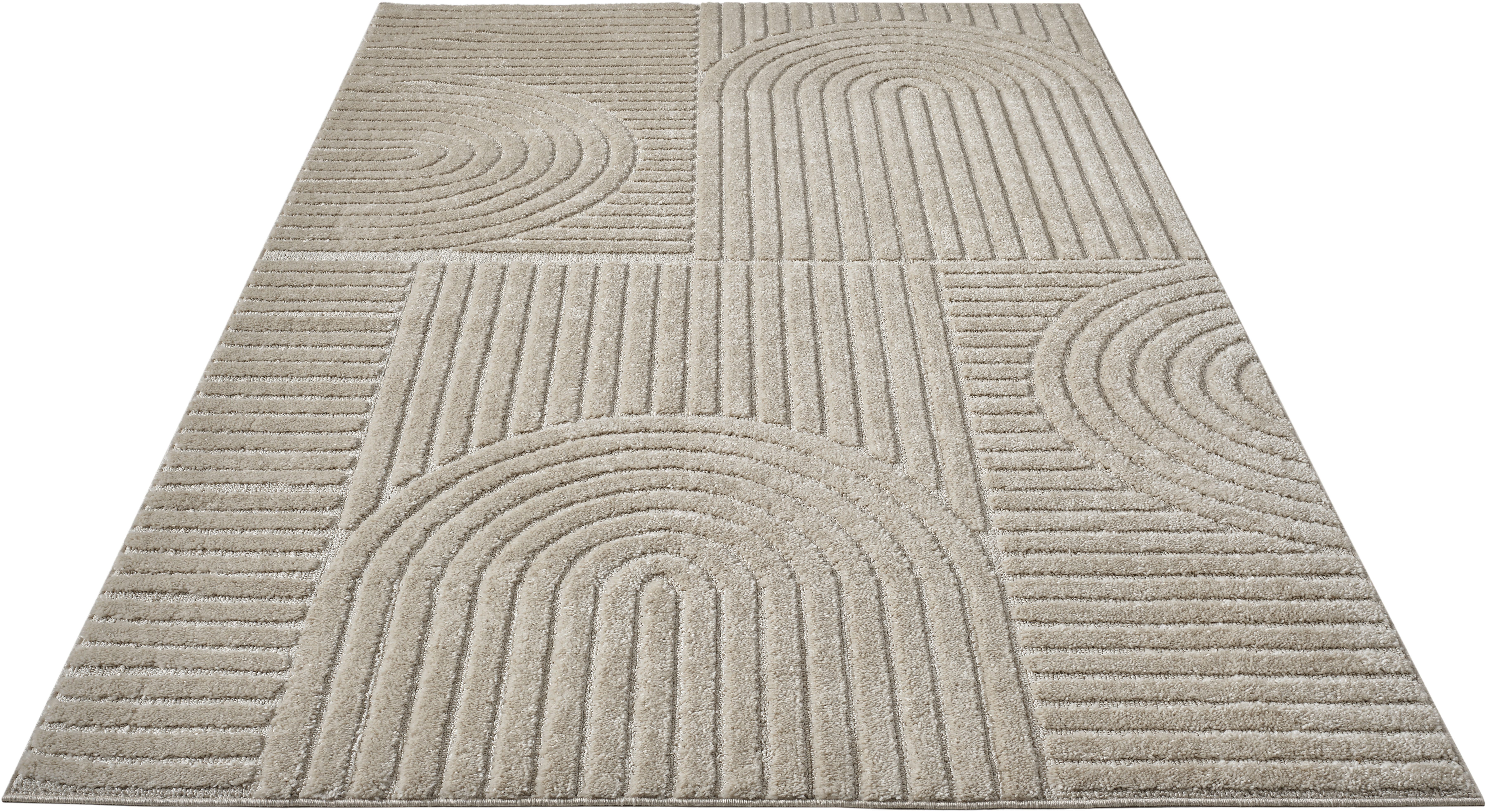 OTTO home Teppich Jonne, Boho-Design, Scandi, Designteppich, rechteckig, Höhe: 20 mm, Hoch-Tief, 3D Optik, skandinavischer Stil, Wohnzimmer, Schlafzimmer