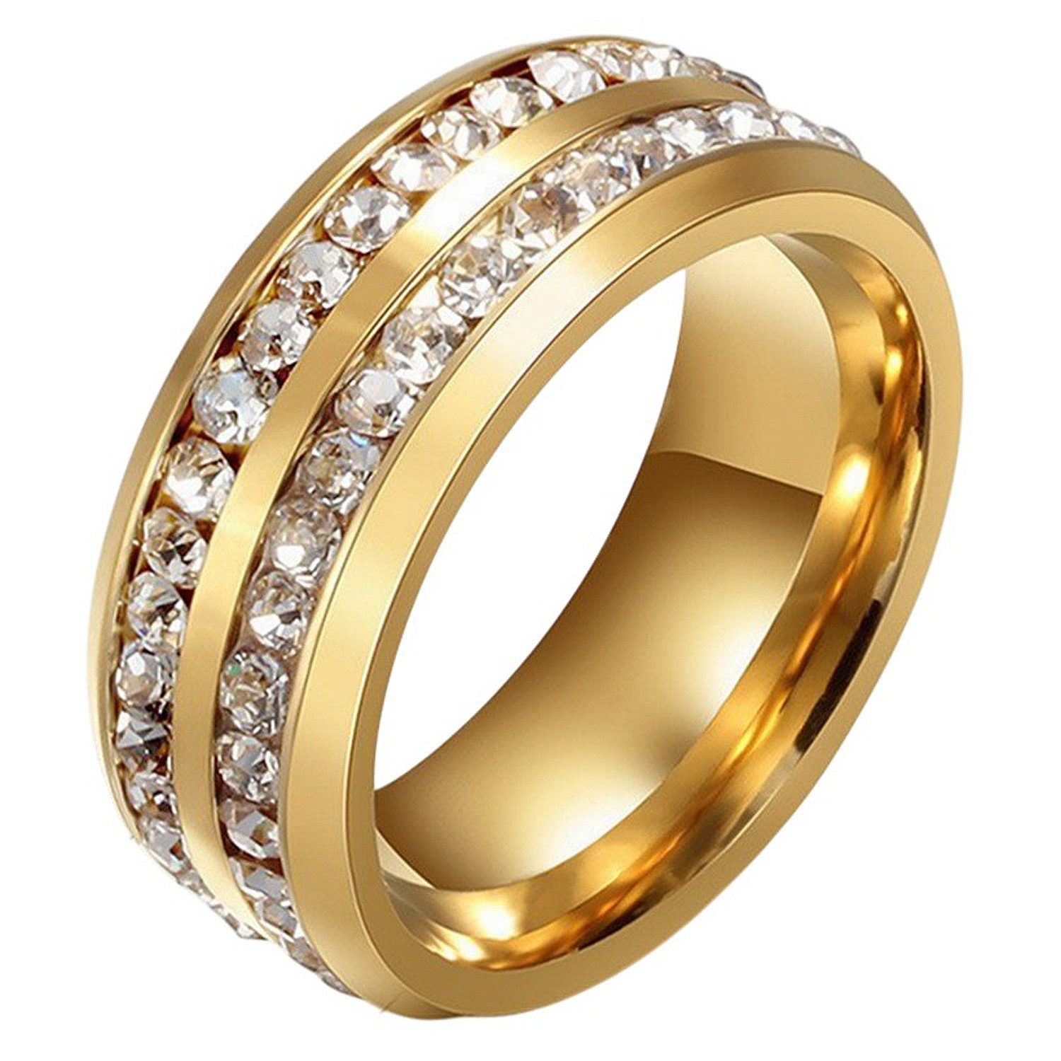 KARMA Fingerring Damenring Gold Kristalle ver. Größen Ring Edelstahl (1-tlg., Frauen Fingerring wasserfest hypoallergen Edelstahlring), modern Damenschmuck Damen Geschenk