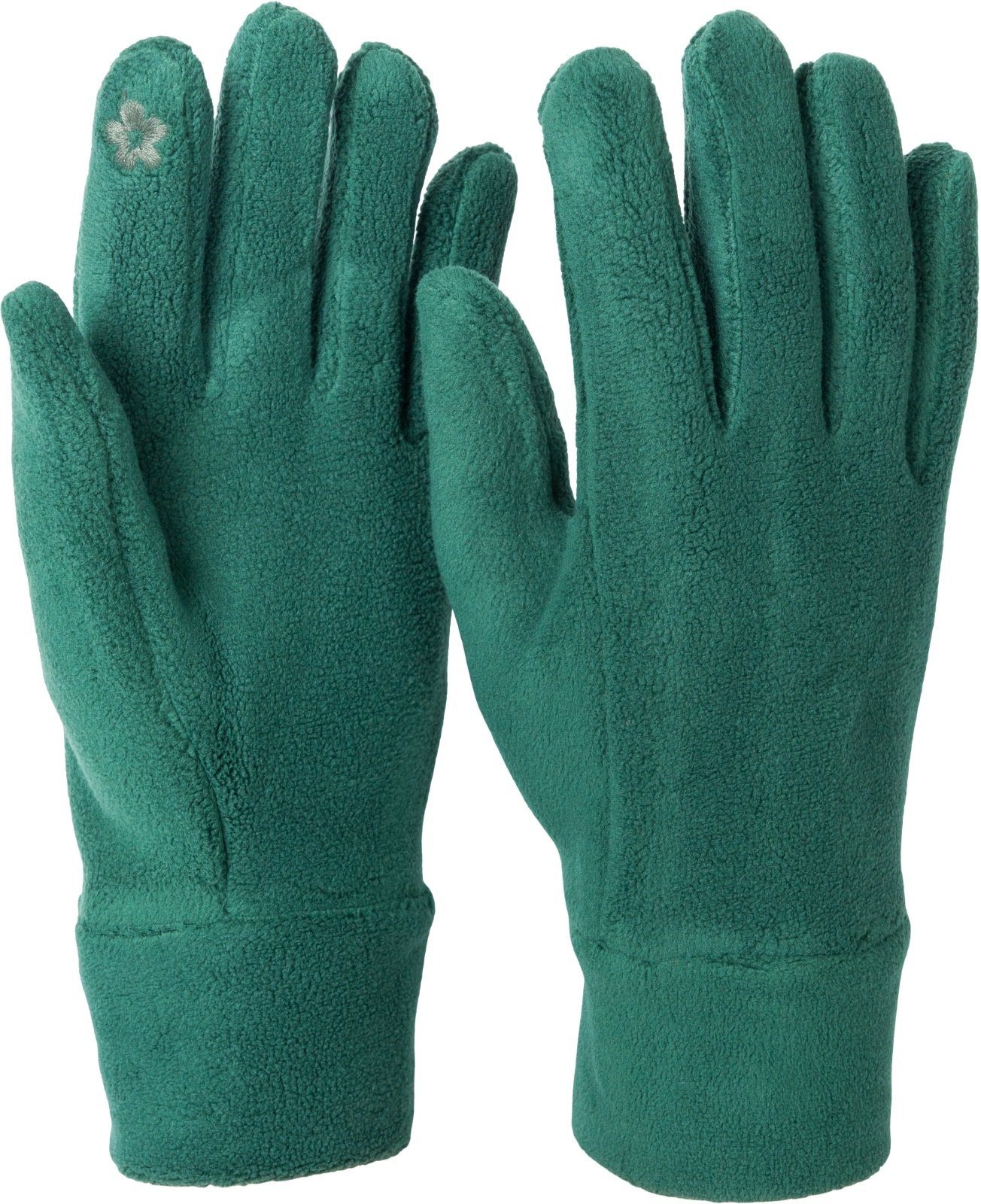 styleBREAKER Fleecehandschuhe Einfarbige Touchscreen Fleece Handschuhe Dunkelgrün
