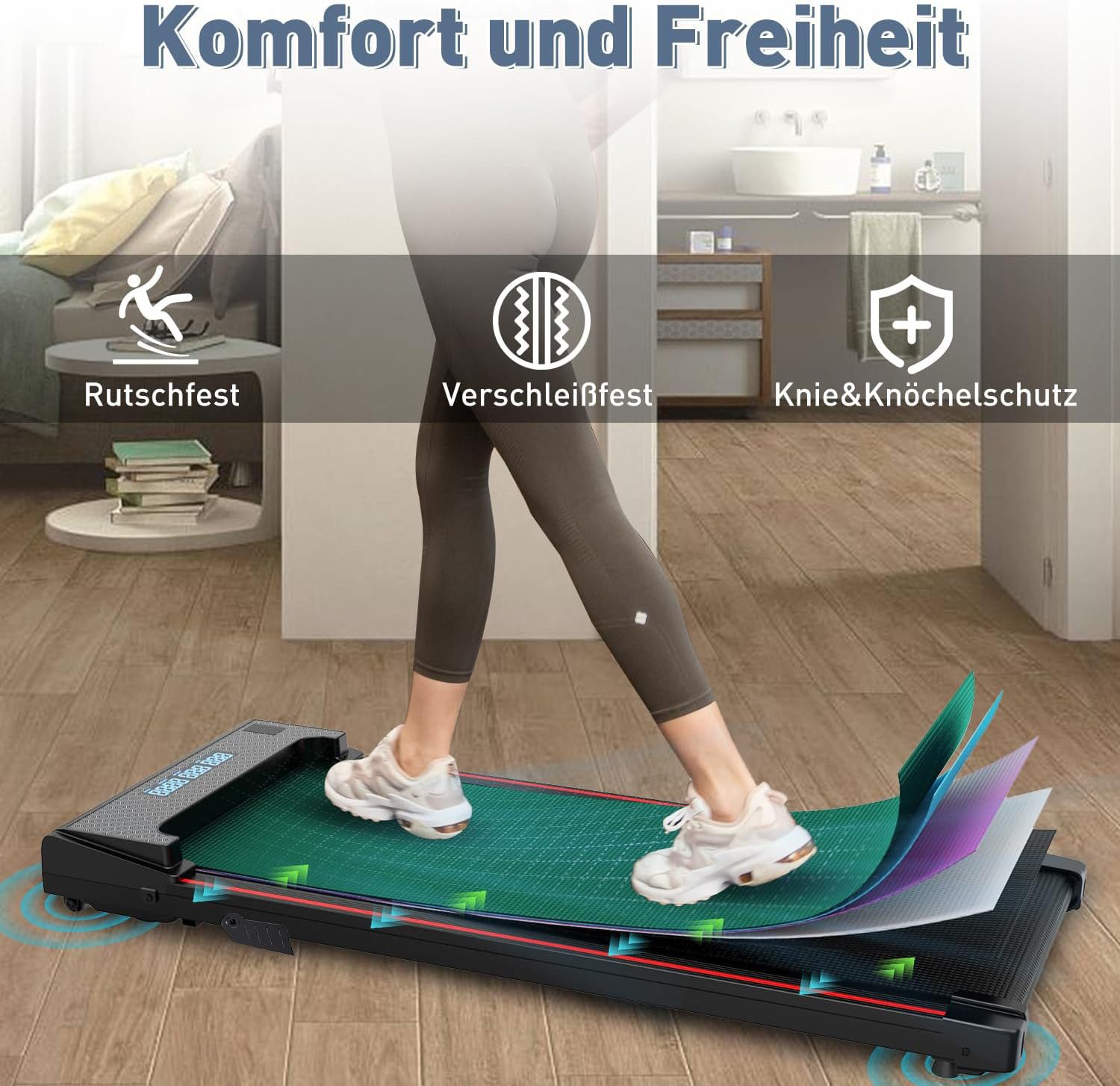 CITYSPORTS Laufband ZX1/2 Laufbander 440w für zu Hause, Walking/Jogging Pad,Max 6 km/h, integrierte transportrollen, mini- Laufband für Büro und Zuhause
