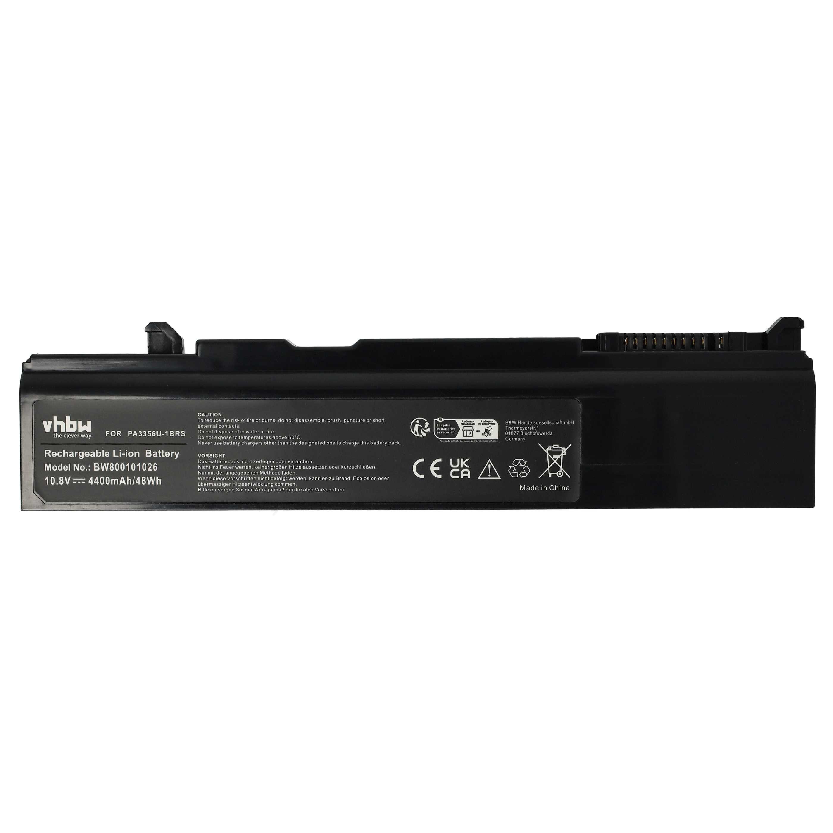 vhbw Akku passend für Toshiba Tecra M9-1B7, M9-156, M9-15T, M9-14F, Laptop-Akku Akku Li-Ion 4400 mAh (10,8 V, 1 St), Leistungsfähiger Austausch-Akku für Notebook, Wiederaufladbar, Jede
