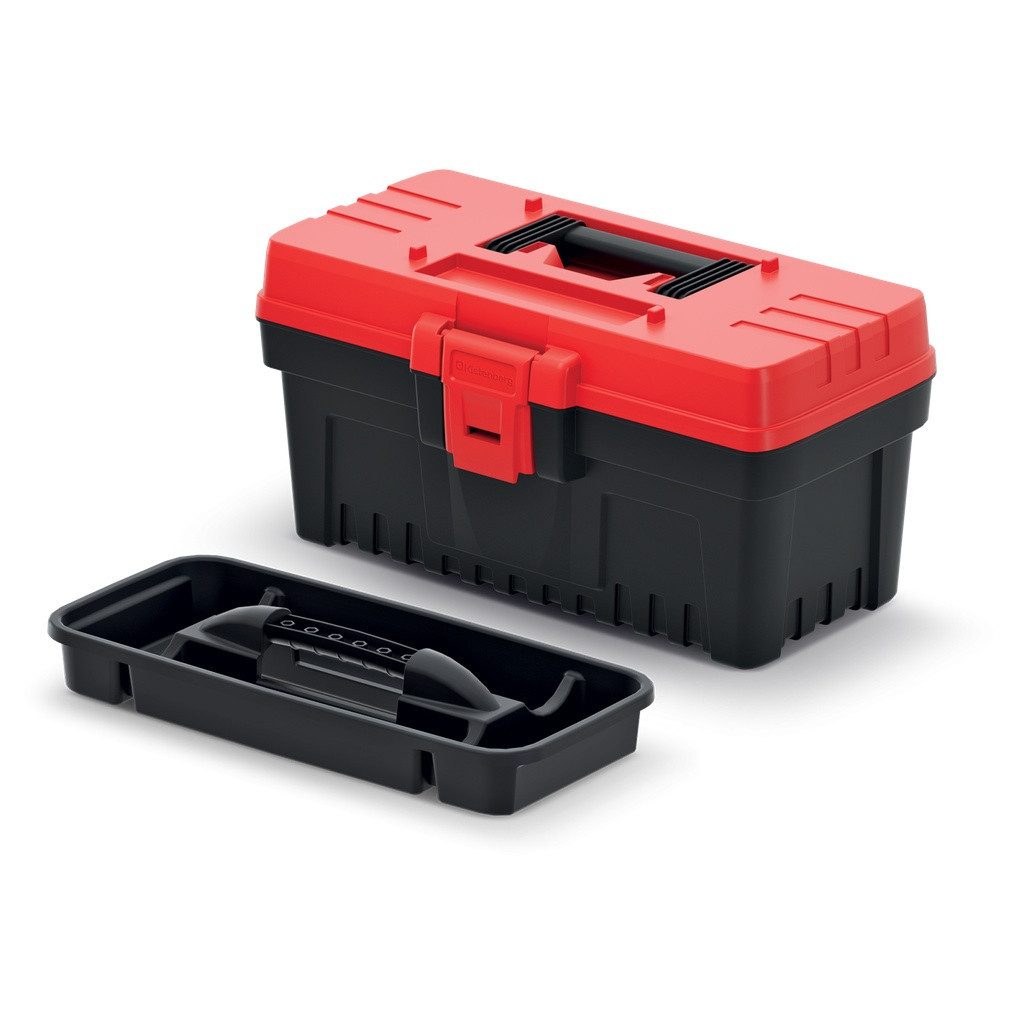 Kreher Werkzeugkoffer 'EVO' aus Kunststoff mit Werkzeugträger (Schwarz/Rot) (1 St)