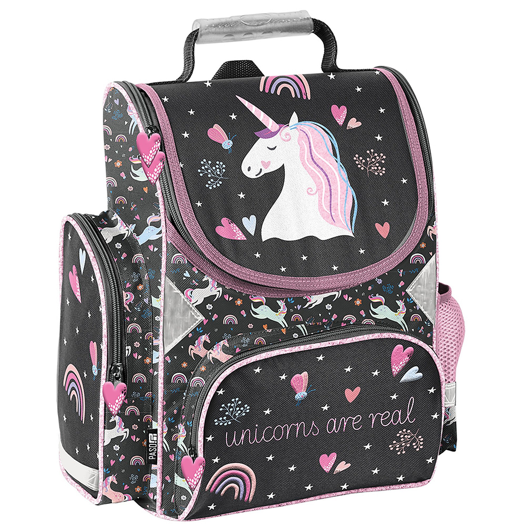 PASO Schulrucksack Schulranzen Einhorn für Mädchen Jungen Teenager (1-tlg), Rucksack Tasche Einhorn