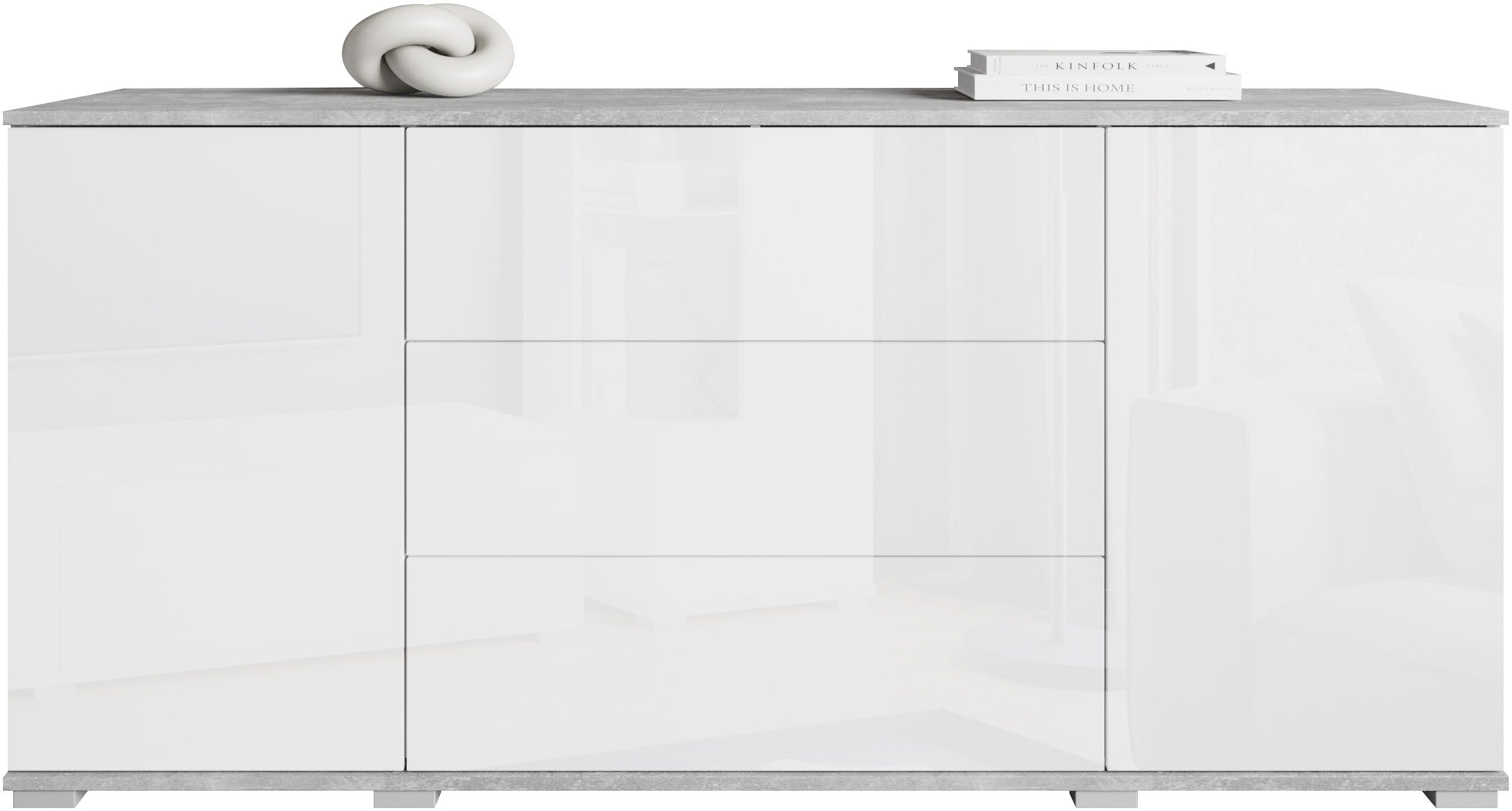 OTTO home Sideboard Kenia, Kommode für das Schlafzimmer/Wohnzimmer (1 St), Modernes Sideboard mit 3 Schubladen und 4 Fächern, Breite 150 cm