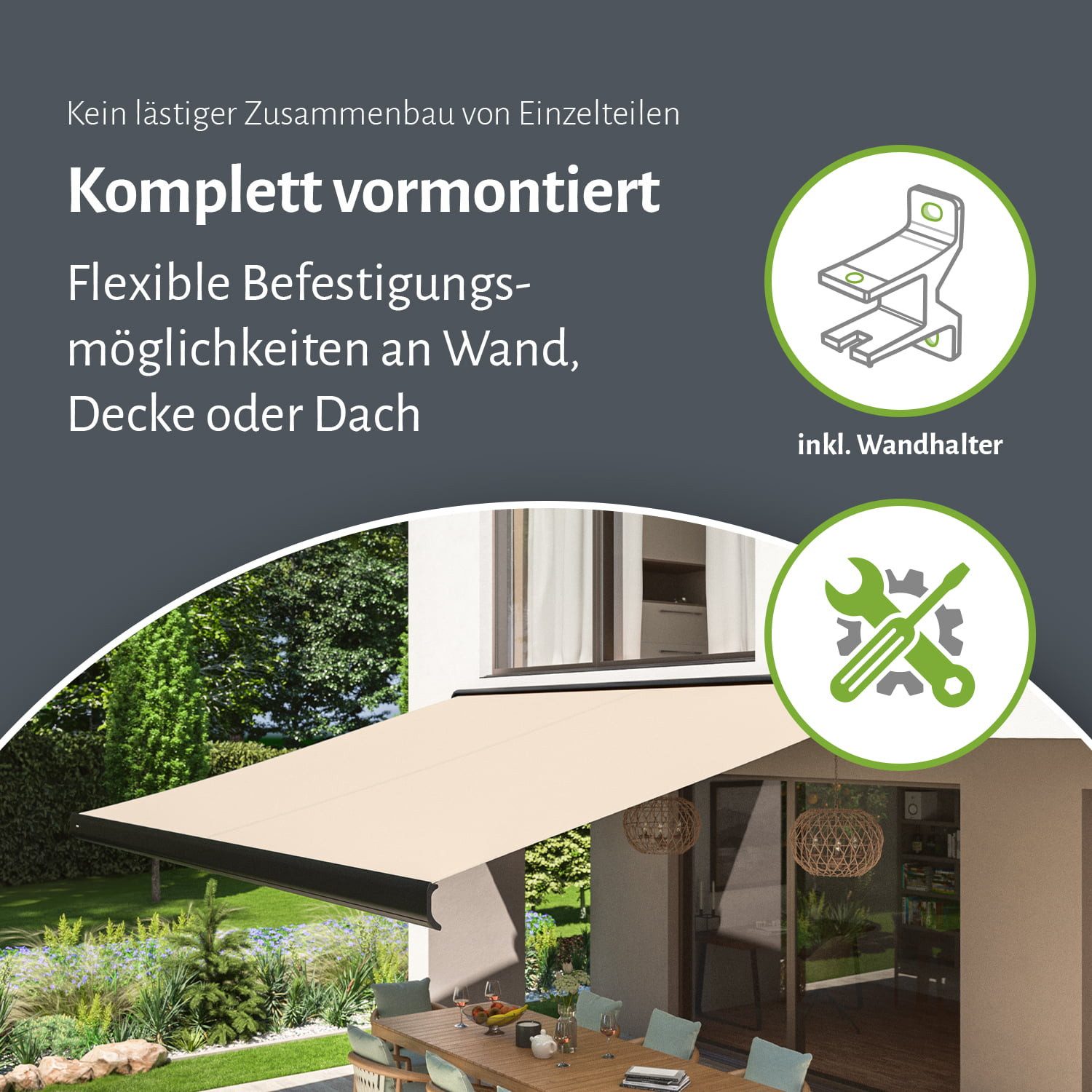 empasa Kassettenmarkise "CLASSIC" Markise Halbkassettenmarkise inkl. Fernbedienung & Handkurbel