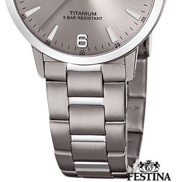 Festina Quarzuhr Festina Damen Uhr F20436/2 Elegant Titan, Damen Armbanduhr rund, Titanarmband silber