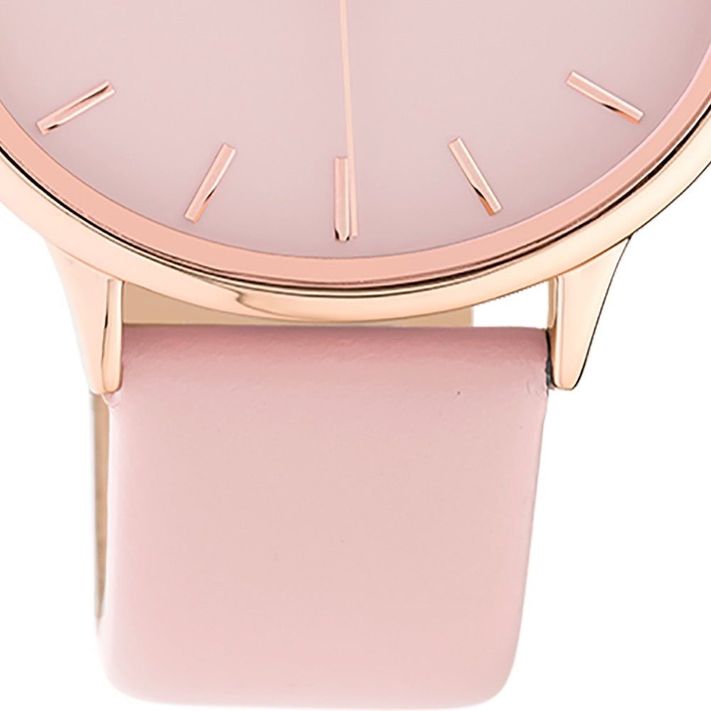 OOZOO Quarzuhr Damen Analog, 38x31mm) Fashion-Style Oozoo (ca. groß rosa Armbanduhr Lederarmband, Damenuhr extra rund