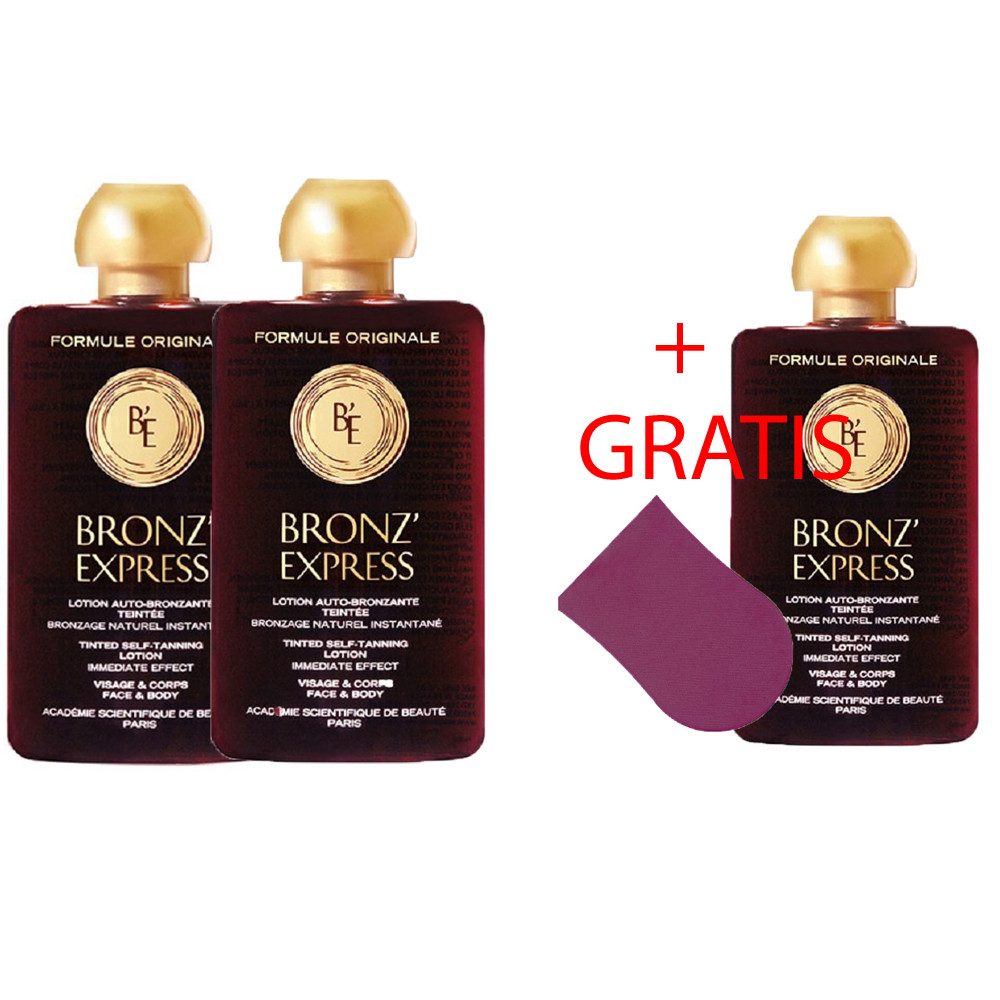 Selbstbräunungslotion Academie Bronz Express - 3x Bronz Express Lotion + 1 Appl. klein