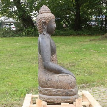 Oriental Galerie Dekofigur Buddha Figur sitzend Greenstone Antik hand on knee 100 cm (1 St), Wetterfest, groß, Garten