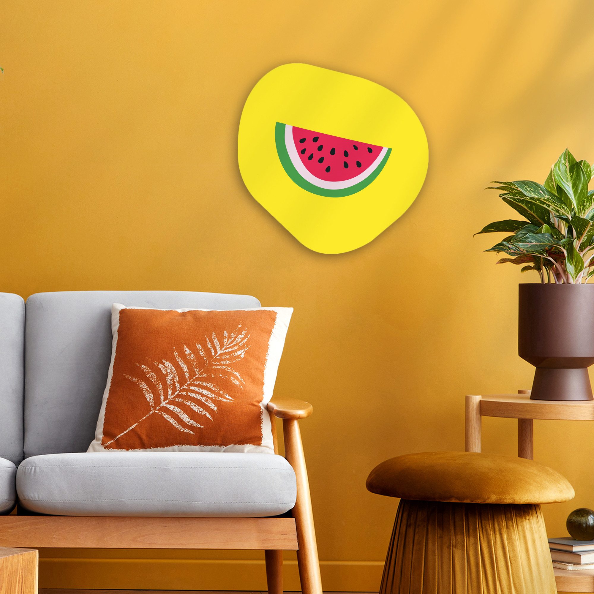 MuchoWow Gemälde Obst - Wassermelone - Gelb, Fotodruck (1 St), Wandbild Abstrakt, Wohnzimmer Schlafzimmer Wanddekoration, 40x40 cm