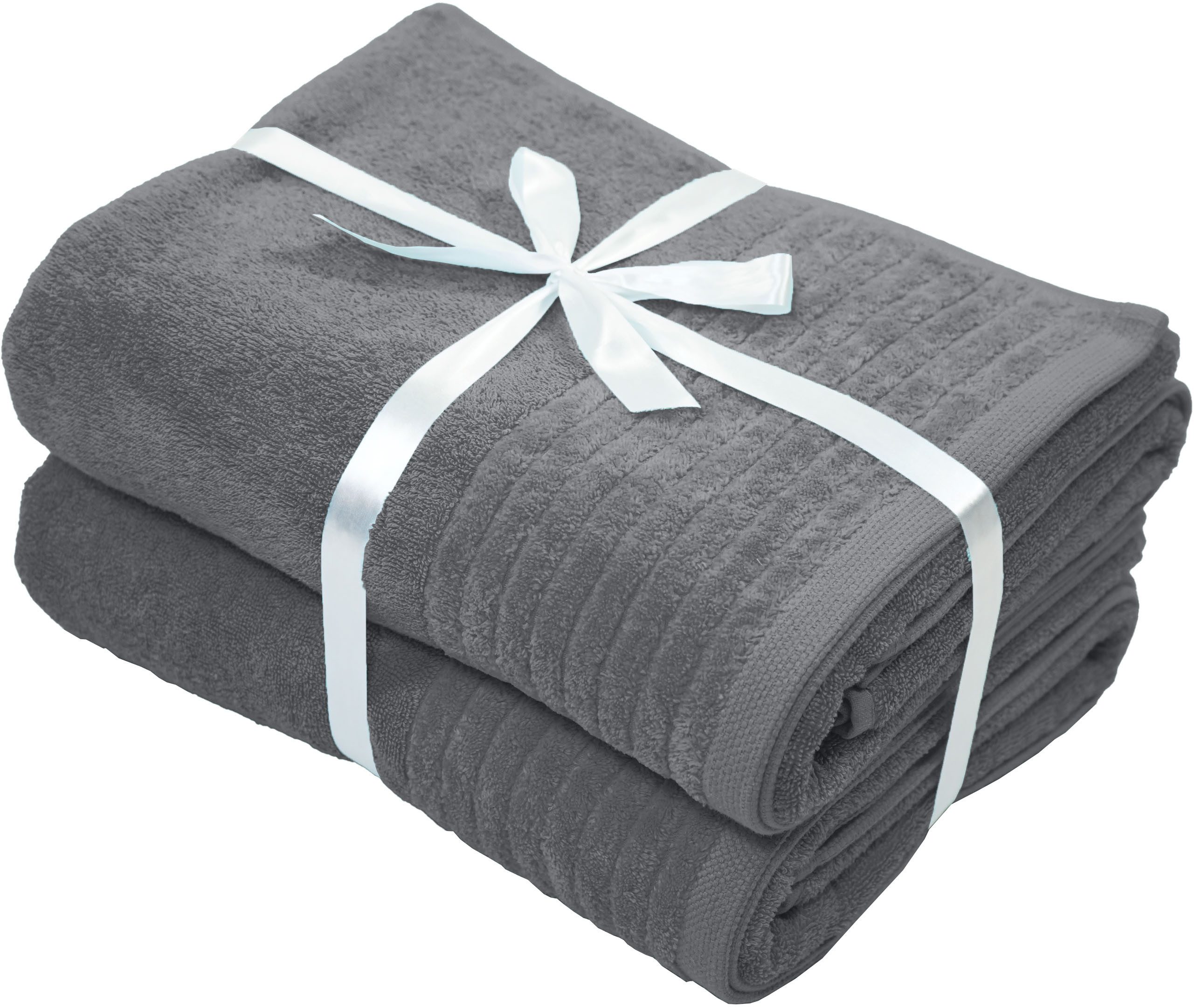 OTTO home Saunatuch Sanremo Premium, Premium Handtücher, 600 gr/m², 80x200cm, Frottier (Set, 2-St), Bordüre, einfarbig, flauschig, weich, dicke Qualität, 5 Jahr – Bild 3 von 5