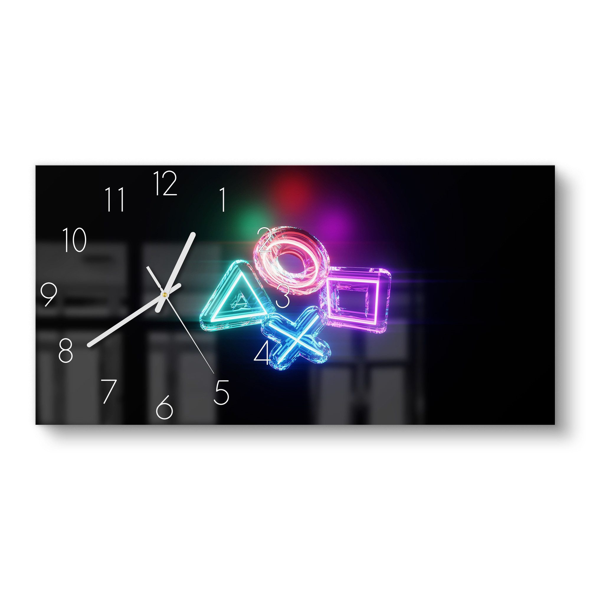DEQORI Wanduhr 'Neon Gaming Symbole' (Glas günstig online kaufen