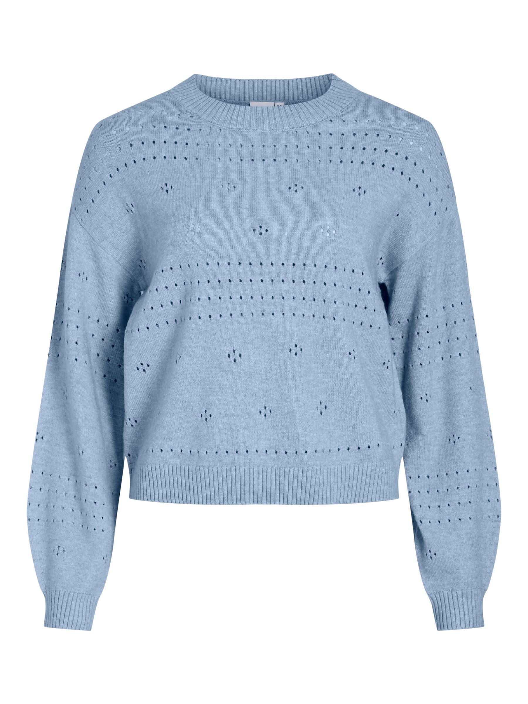 Vila Strickpullover Pointelle Design Strickpullover Rundhals günstig online kaufen
