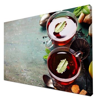 wandmotiv24 Leinwandbild Tee mit Minze, Ingwer und Zitrone, Essen & Trinken (1 St), Wandbild, Wanddeko, Leinwandbilder in versch. Größen