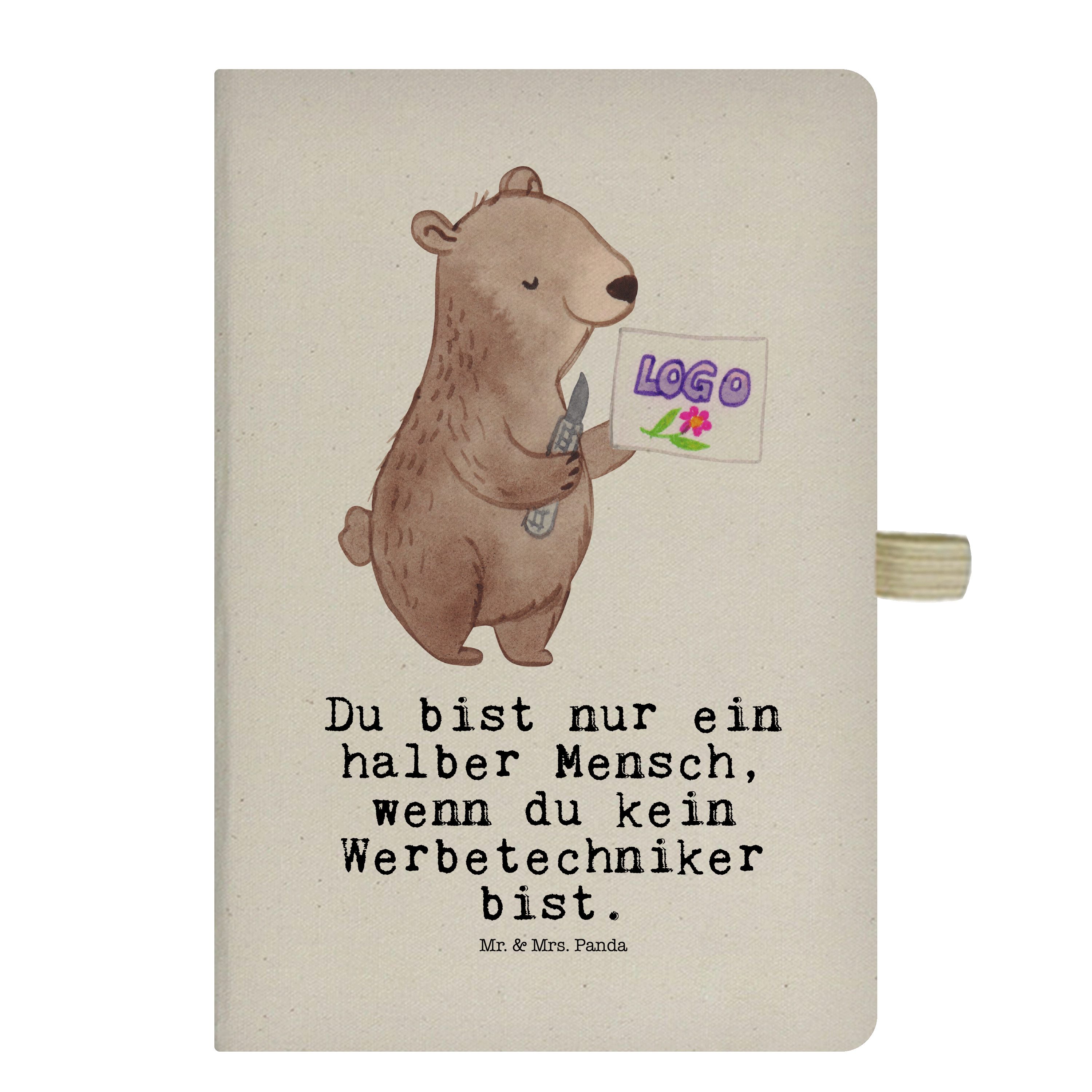 Mr. & Mrs. Panda Notizbuch Werbetechniker mit Herz - Transparent - Geschenk, Tagebuch, Abschied, Mr. & Mrs. Panda