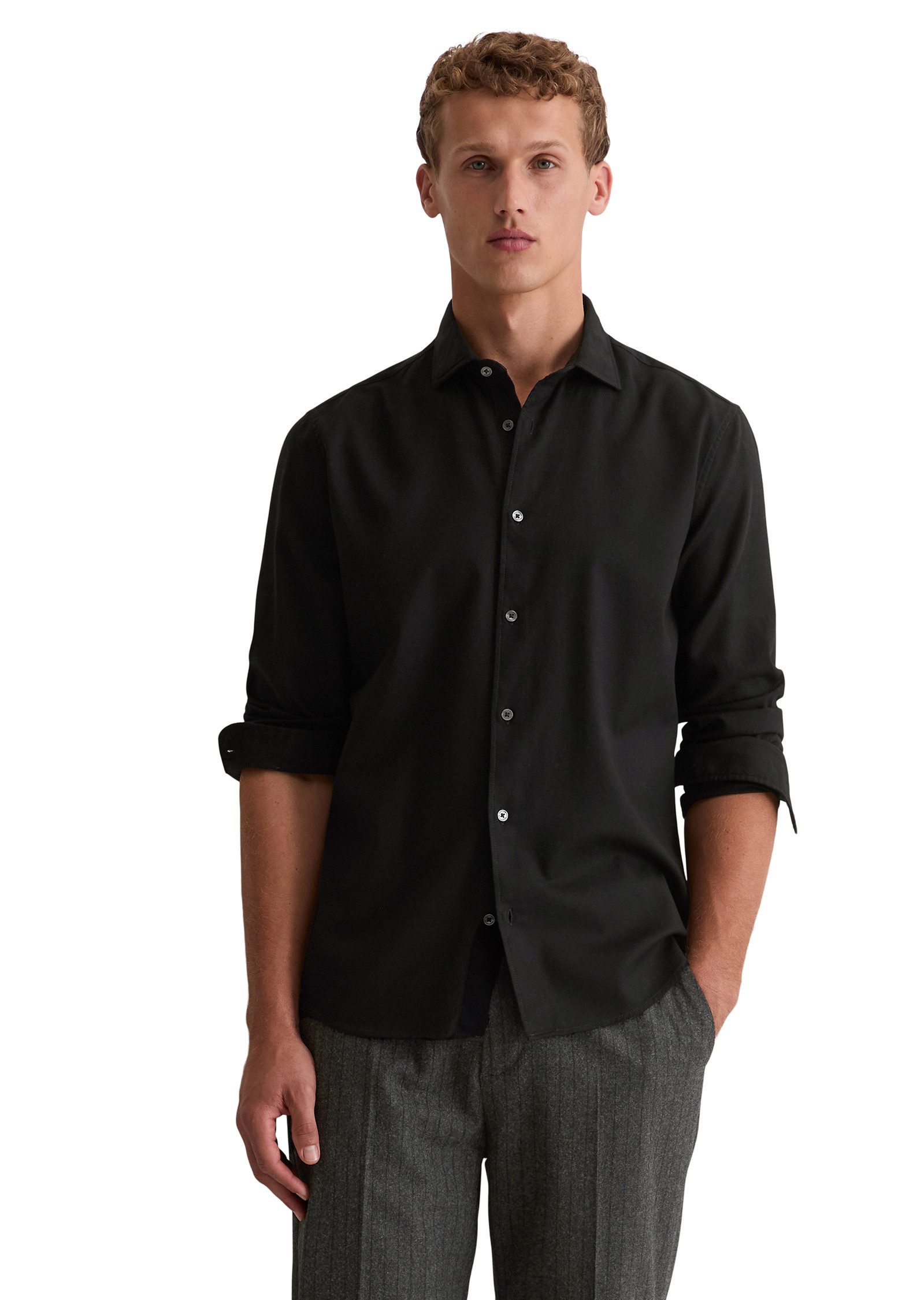 Marc O'Polo Langarmhemd aus Bio-Baumwoll-Twill günstig online kaufen