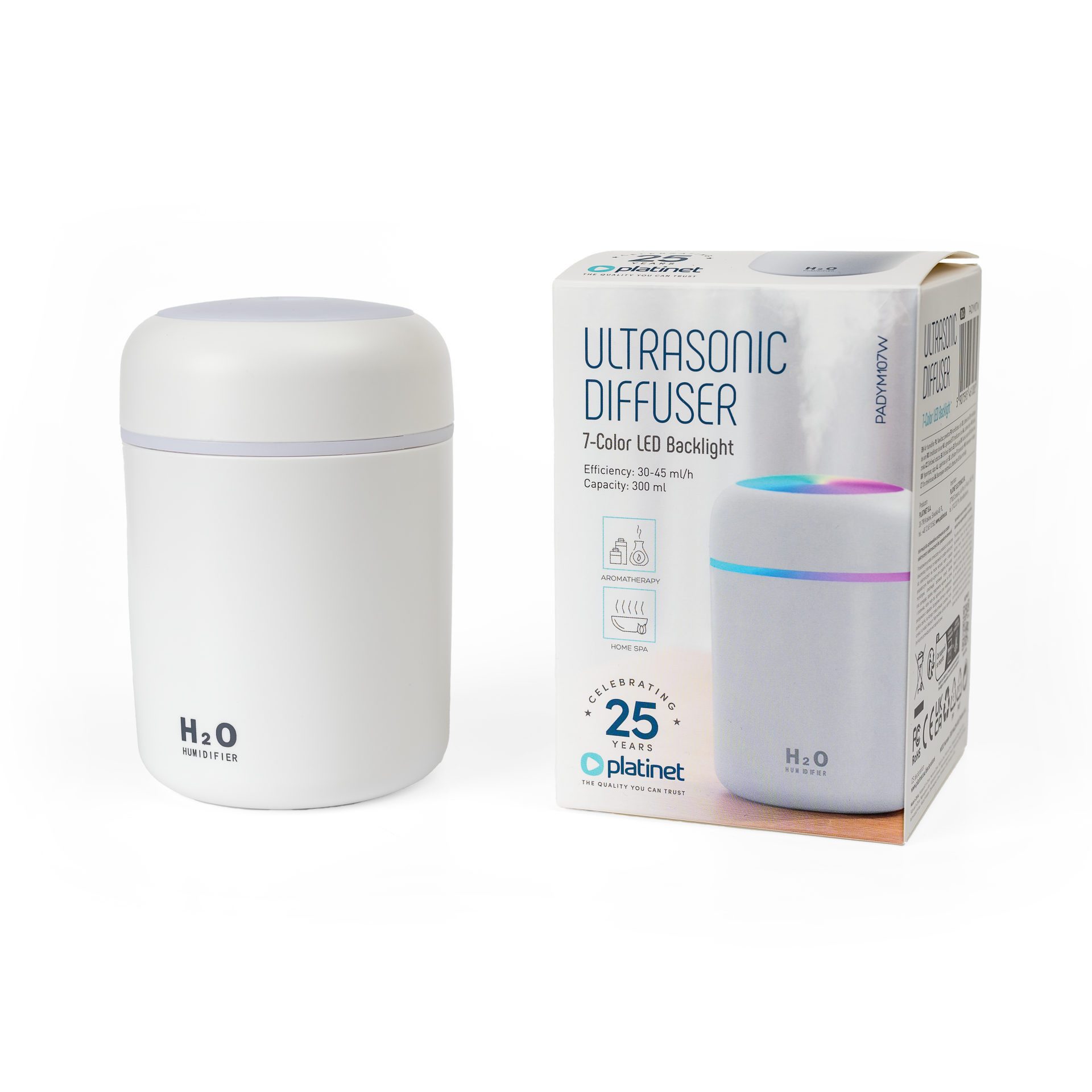 Platinet Duftlampe Kompakter Aroma Diffusor für Raumduft und Entspannung mit RGB LED