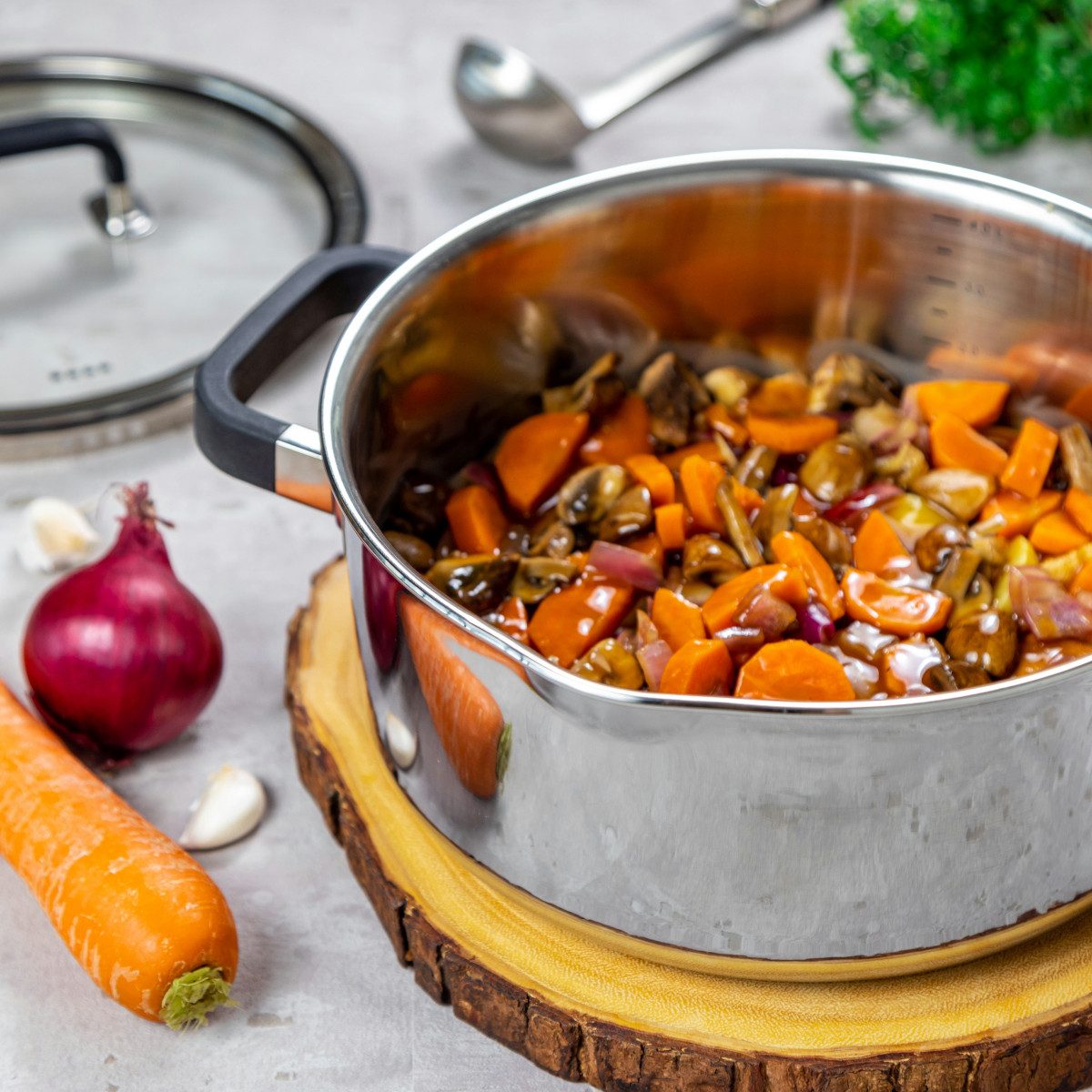 Spring Kochtopf FUSION2+ Bratentopf mit Glasdeckel 24cm, Edelstahl 18/10