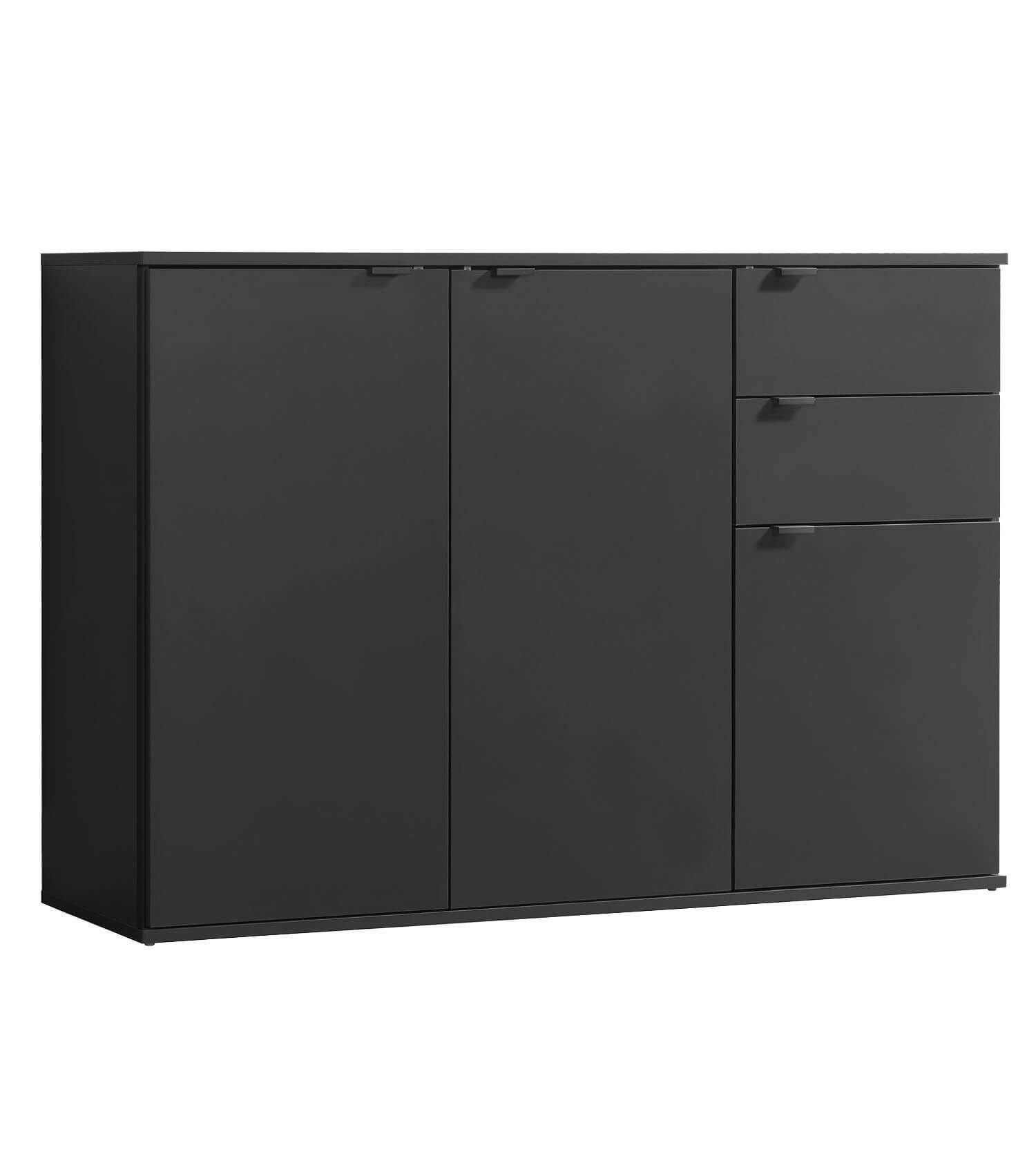 mokebo Sideboard Die Elegante (mit Schubladen & Fächern), Kommode, Highboard oder Anrichte mit Metallgriffen in Schwarz