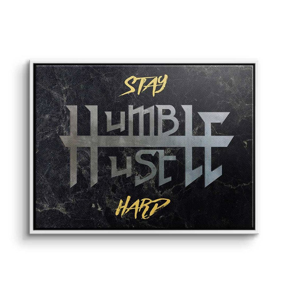 DOTCOMCANVAS® Leinwandbild, Premium Leinwandbild - Motivation - Stay Humble X Hustle Hard - Mind weißer Rahmen