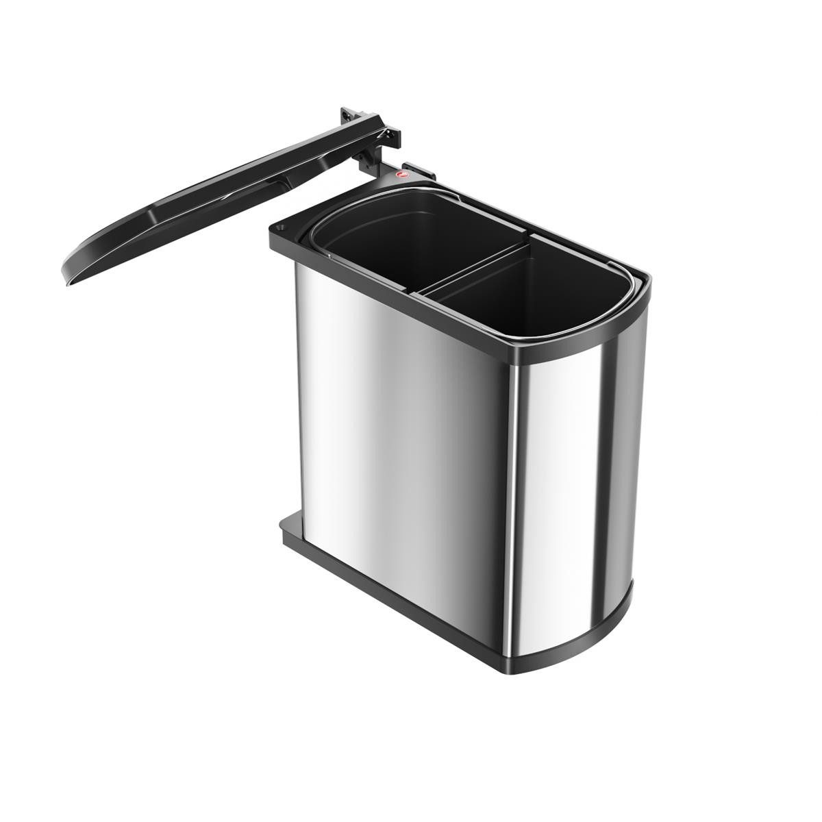 Hailo Einbaumülleimer Hailo Abfallsammler 3416101 MF Swing bs Duo 16 Liter Edelstahl schwarz, 3416101 für Schrankbreite ab 450 mm mit Drehtür
