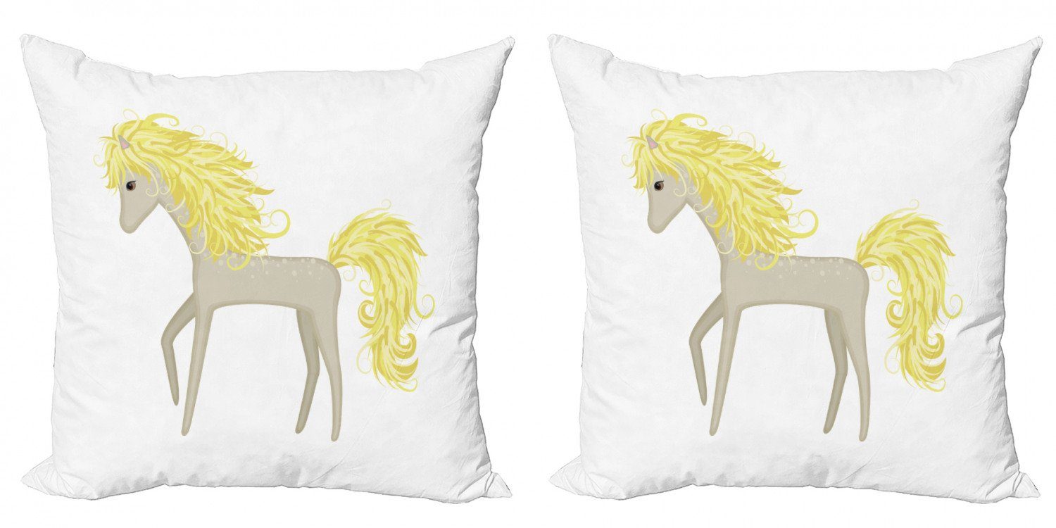 Blond Horse Stück), (2 Kissenbezüge Cartoon Abakuhaus Pony Doppelseitiger Accent Modern Little Digitaldruck,