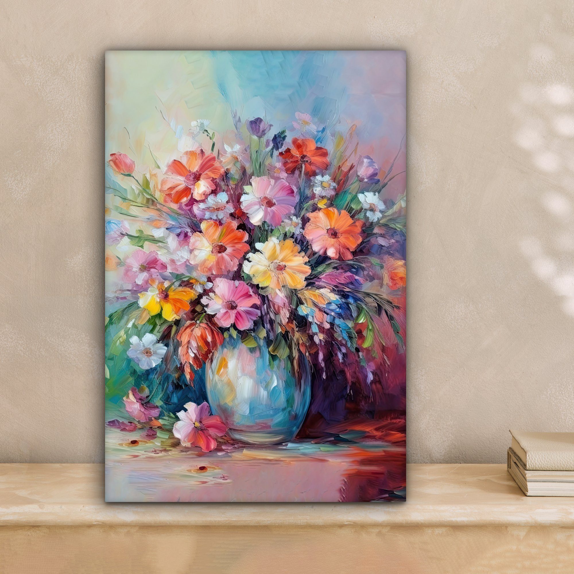OneMillionCanvasses® Leinwandbild Blumen - Kunst - Malerei - Frühling - Blu günstig online kaufen