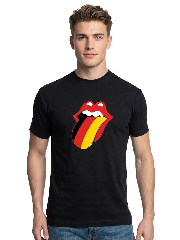 Print-Shirt Deutschland T-Shirt Herren Flagge Fan-Shirt schwarz WM