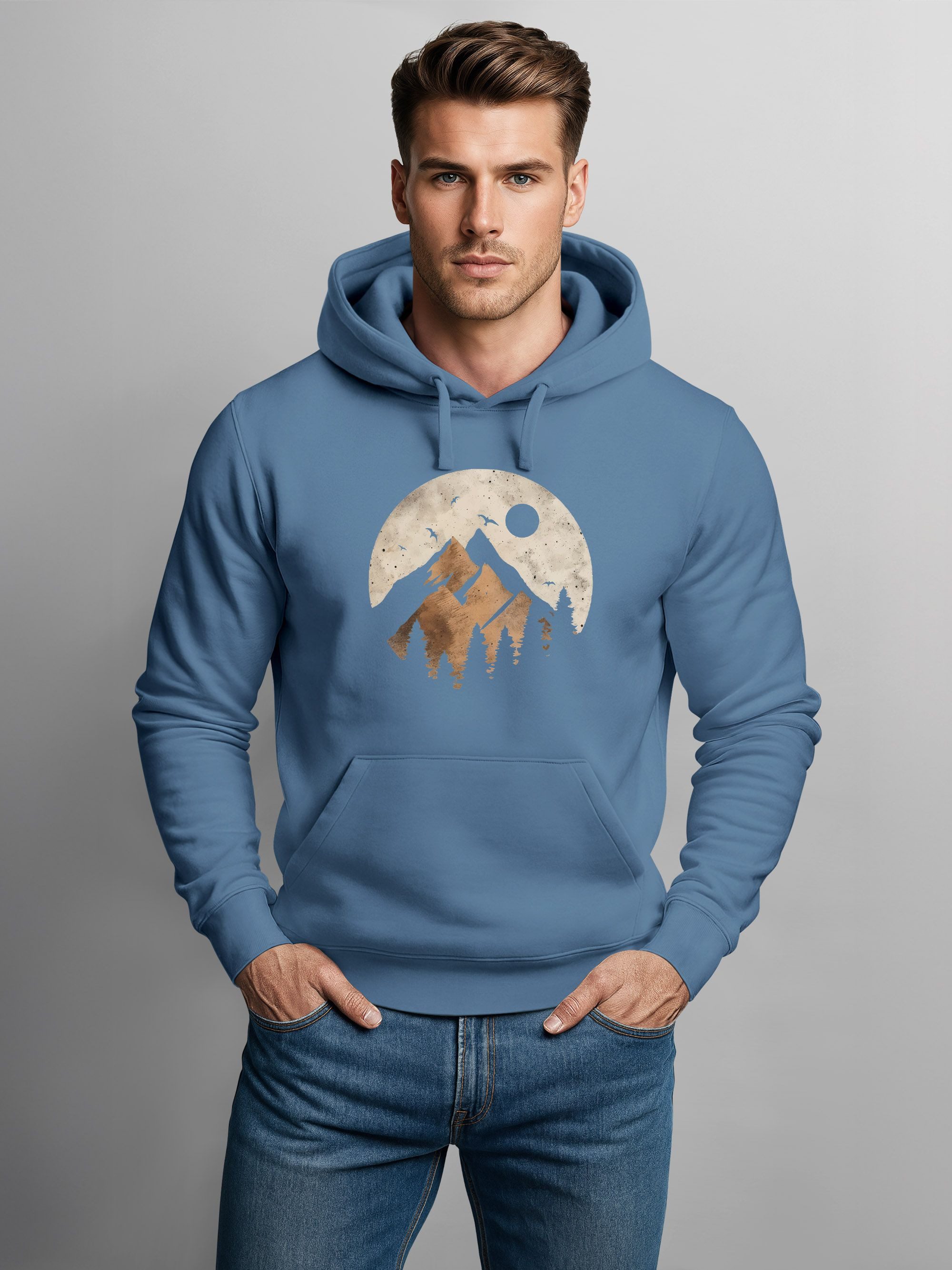 Neverless Hoodie Hoodie Herren Print Aufdruck Motiv Outdoor Mountain Kapuze günstig online kaufen