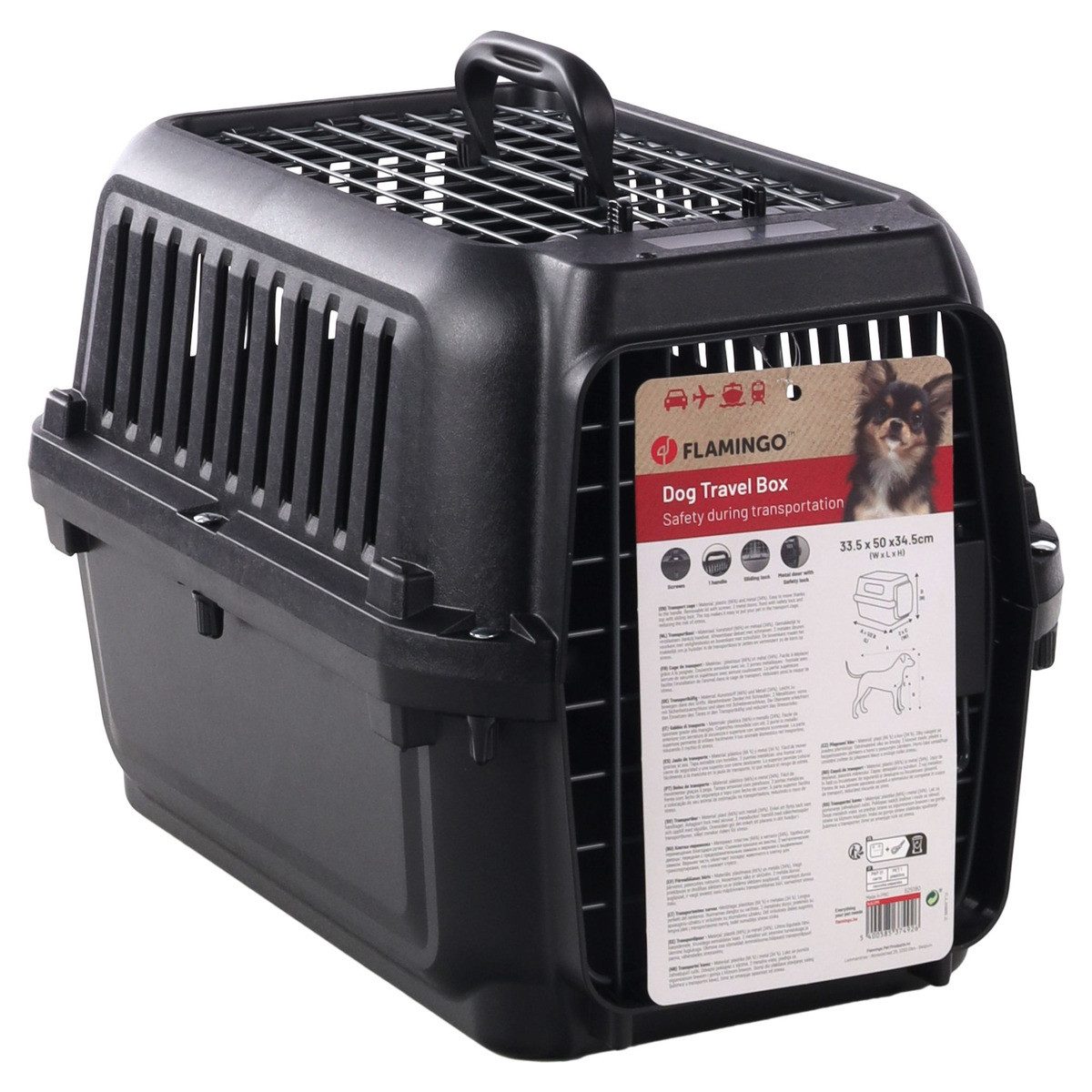 Flamingo Hunde-Transportbox Transportbox Naomi schwarz