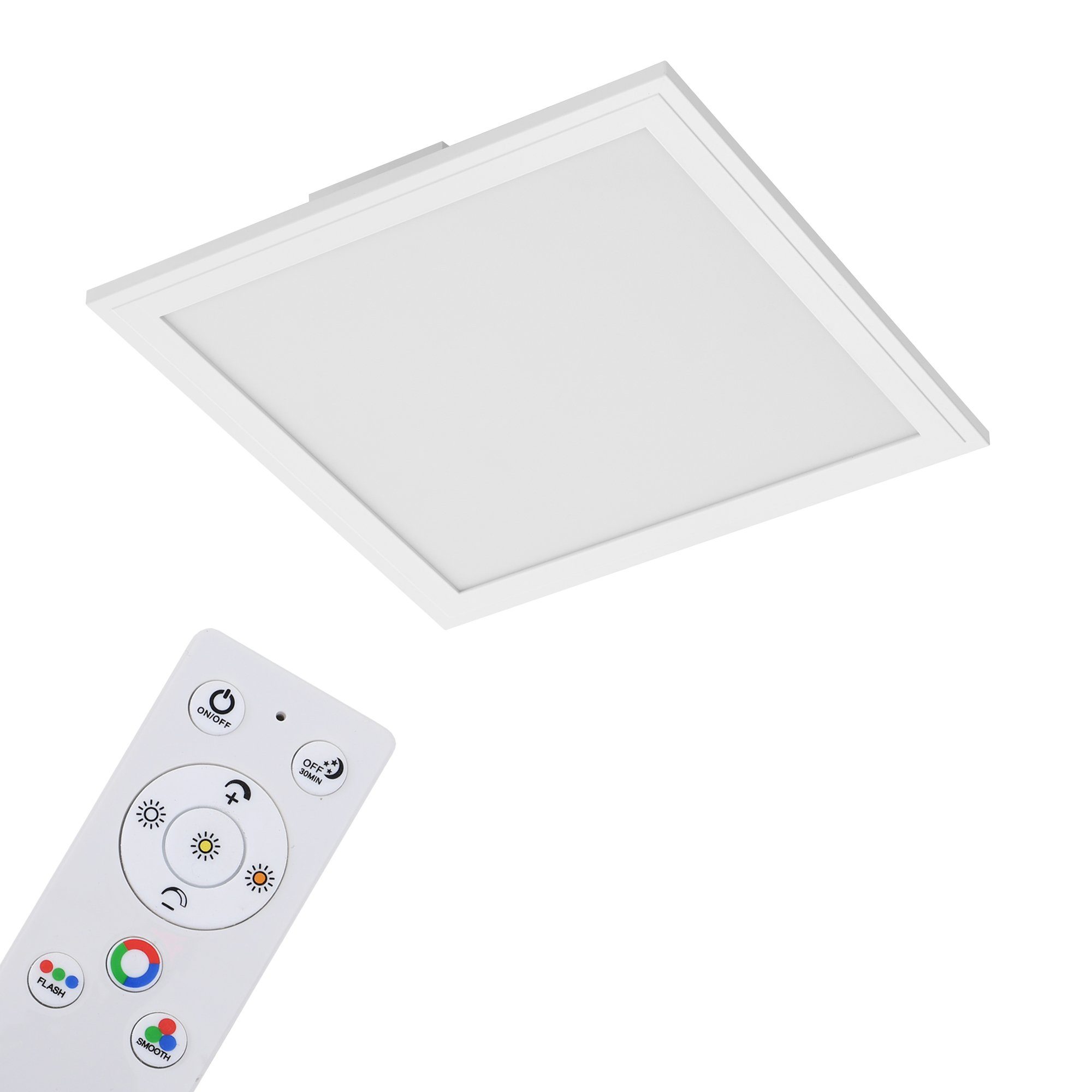 Briloner Leuchten LED Panel »7151-016«, CCT-Farbtemperatursteuerung,  RGB-Beleuchtung, Dimmbar über Fernbedienung, Nachtlichtfunktion, inkl.  Fernbedienung, weiß, LED, 29,5 x 29,5 x 5 cm
