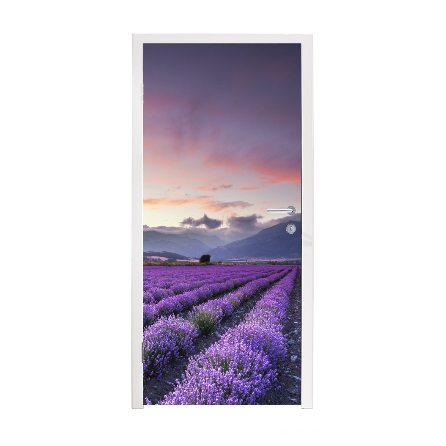 cm Matt, Lavendel, 75x205 Sonnenuntergang für Tür, über Türtapete St), (1 MuchoWow bedruckt, Fototapete Türaufkleber,